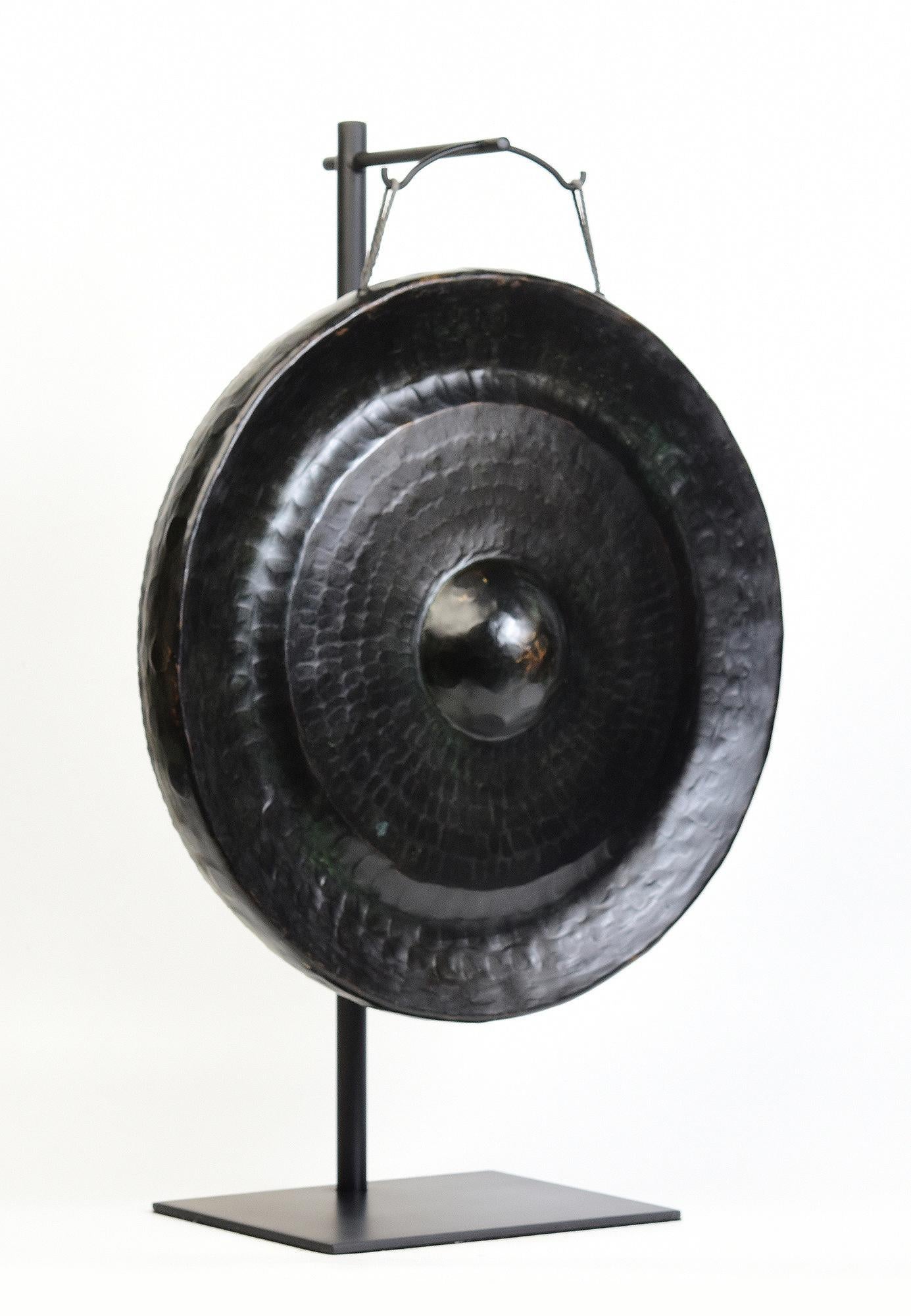 19th Century, Antique Laos Bronze Gong with Stand 6