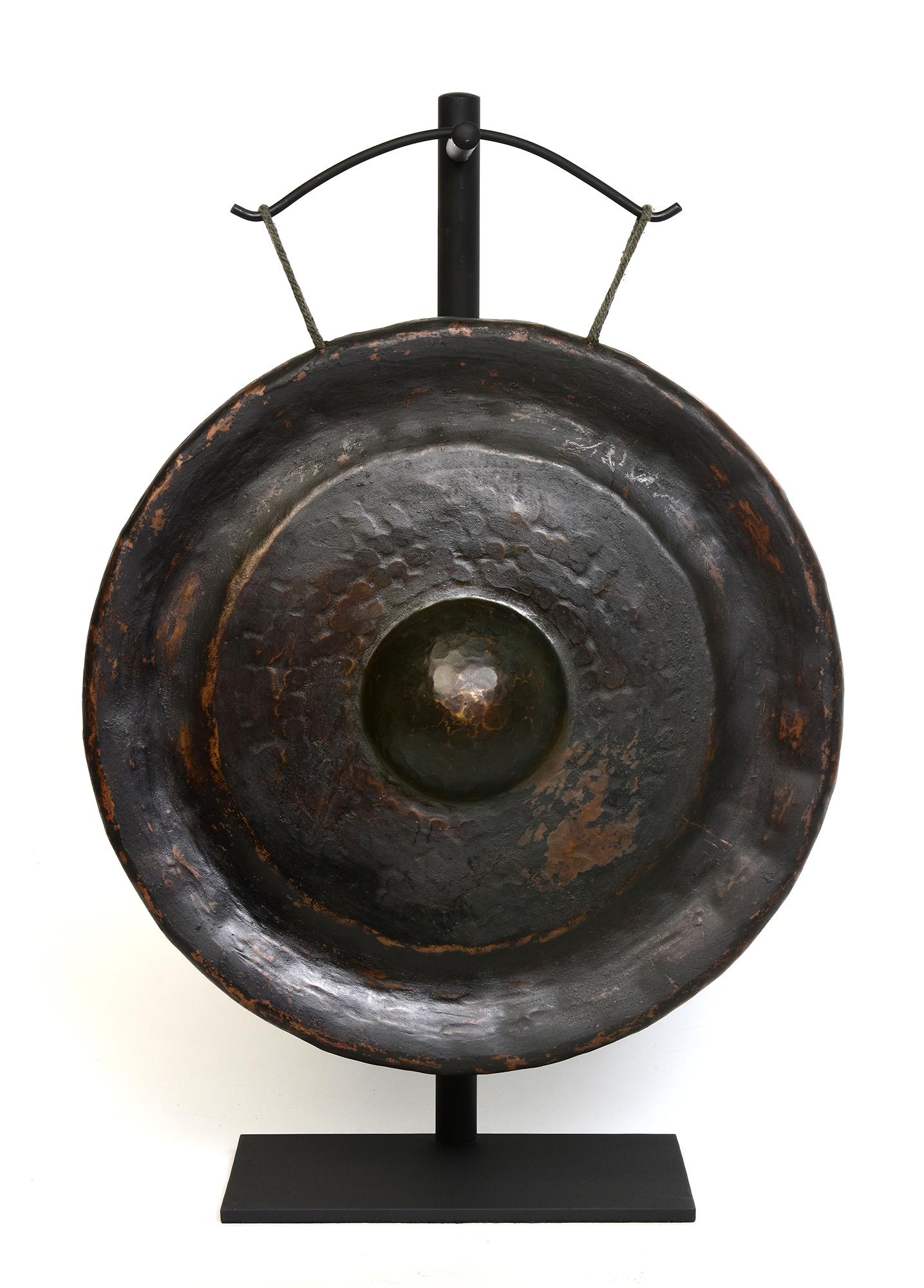 19th Century, Antique Laos Bronze Gong with Stand For Sale 7