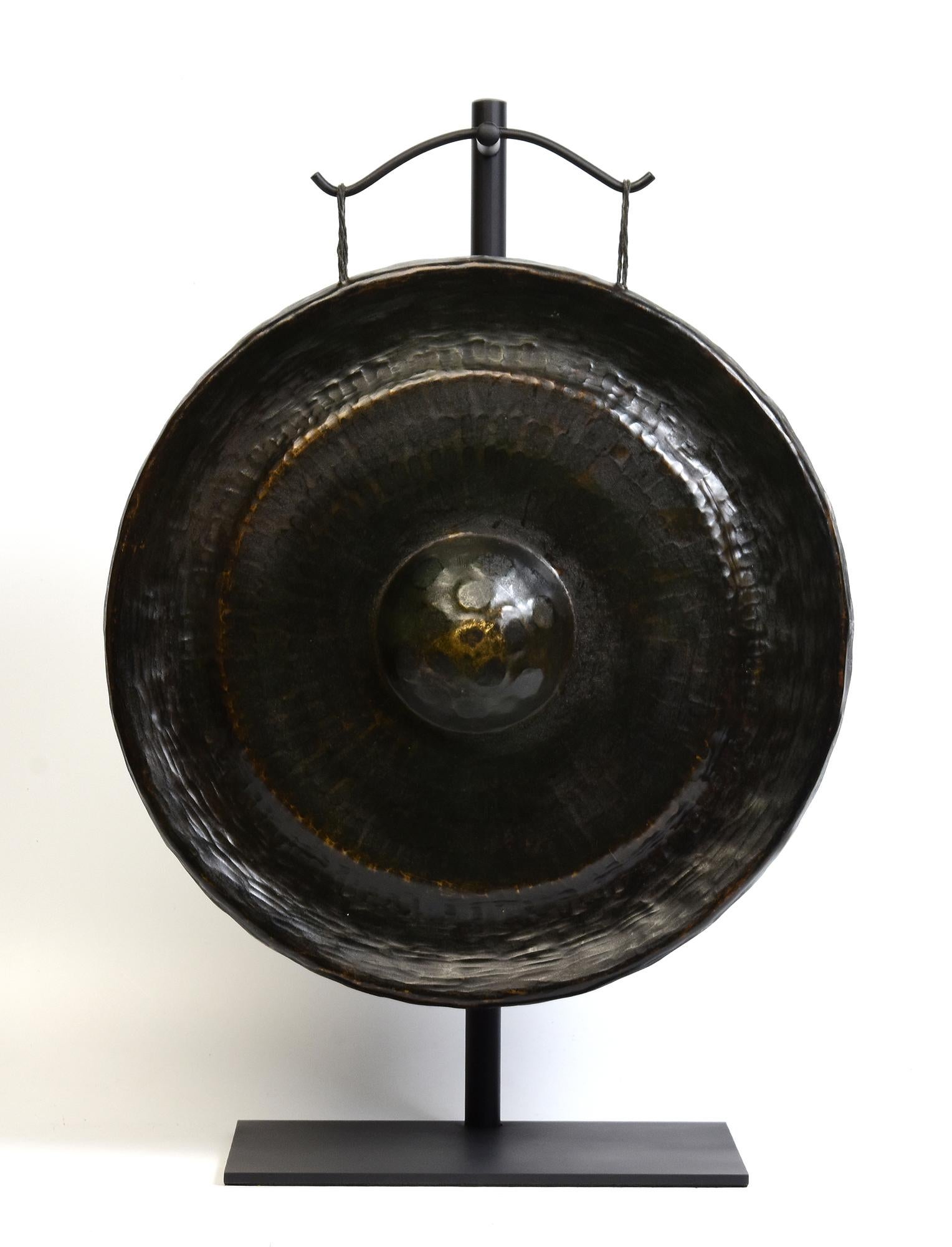 19th Century, Antique Laos Bronze Gong with Stand For Sale 8