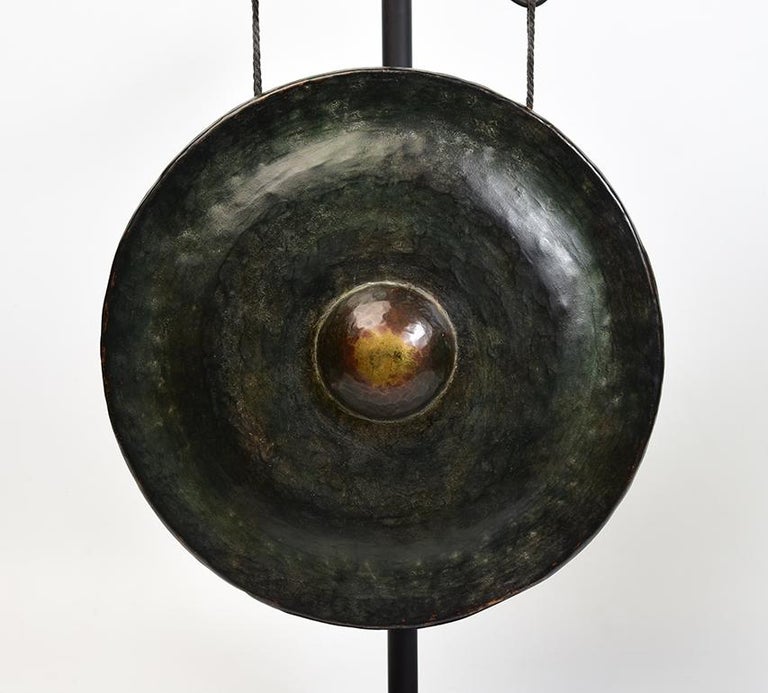 19th Century, Antique Laos Bronze Gong with Stand For Sale at 1stDibs