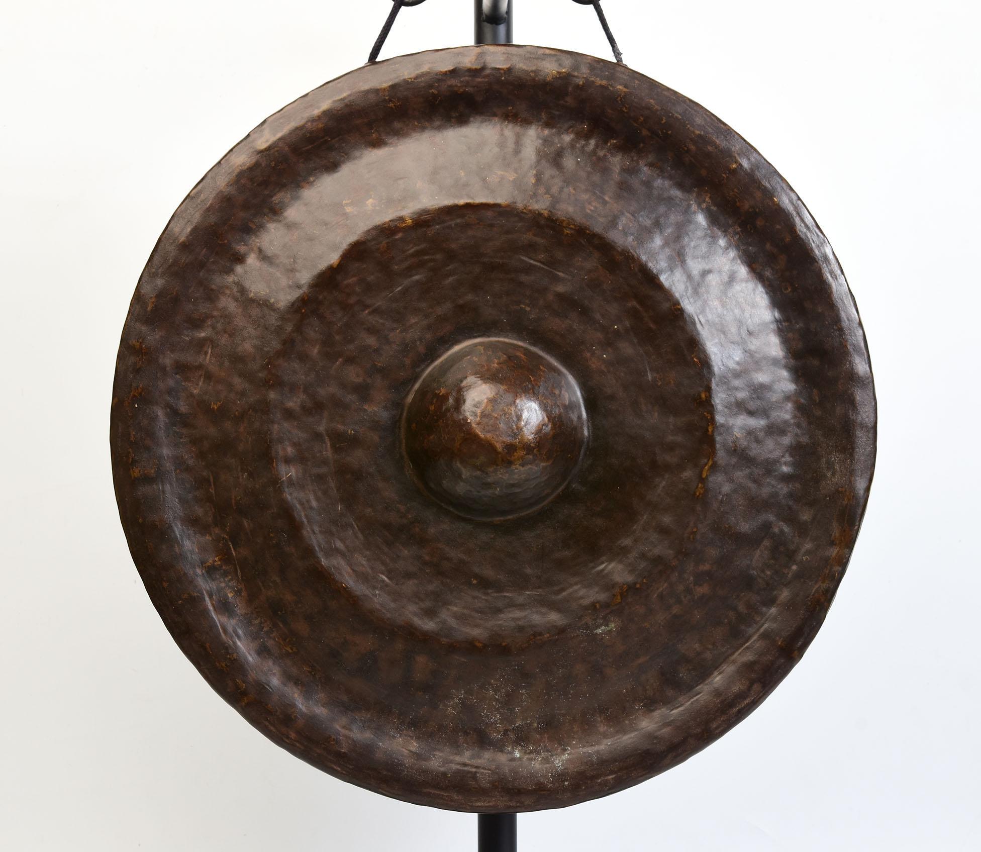 19th Century, Antique Laos Bronze Gong with Stand For Sale at 1stDibs