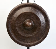 19th Century, Antique Laos Bronze Gong with Stand