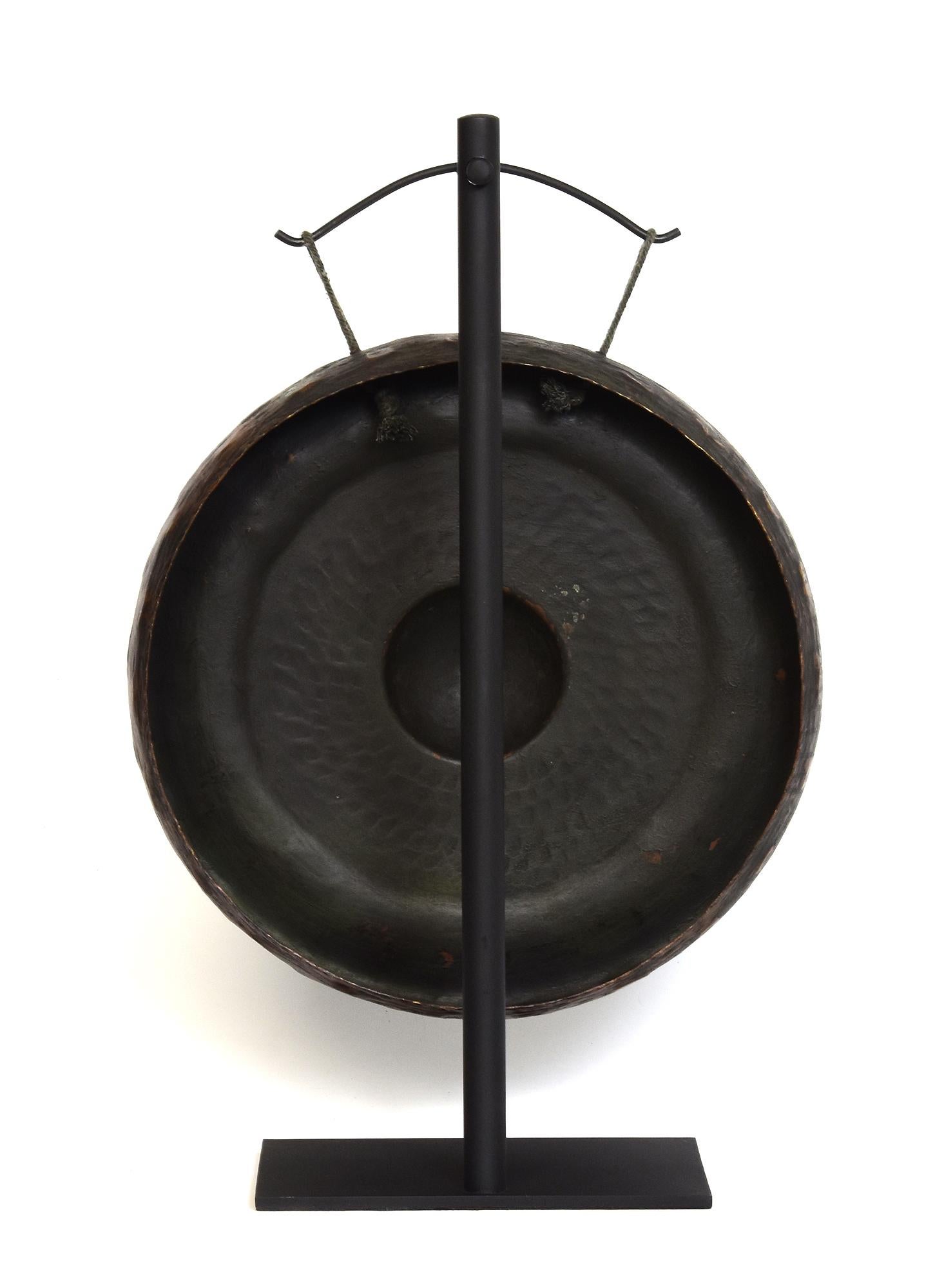 19th Century, Antique Laos Bronze Gong with Stand For Sale 3