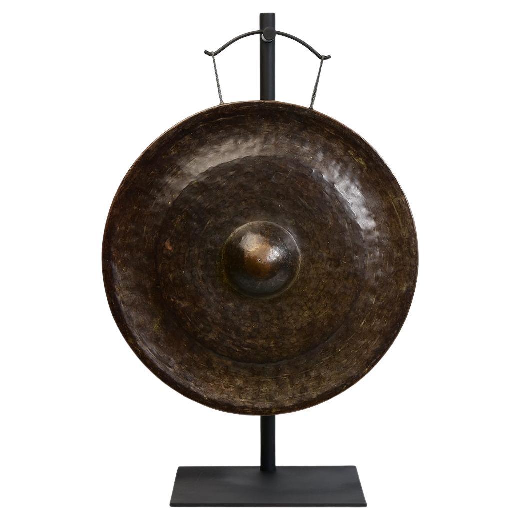 19th Century, Antique Laos Bronze Gong with Stand For Sale at 1stDibs