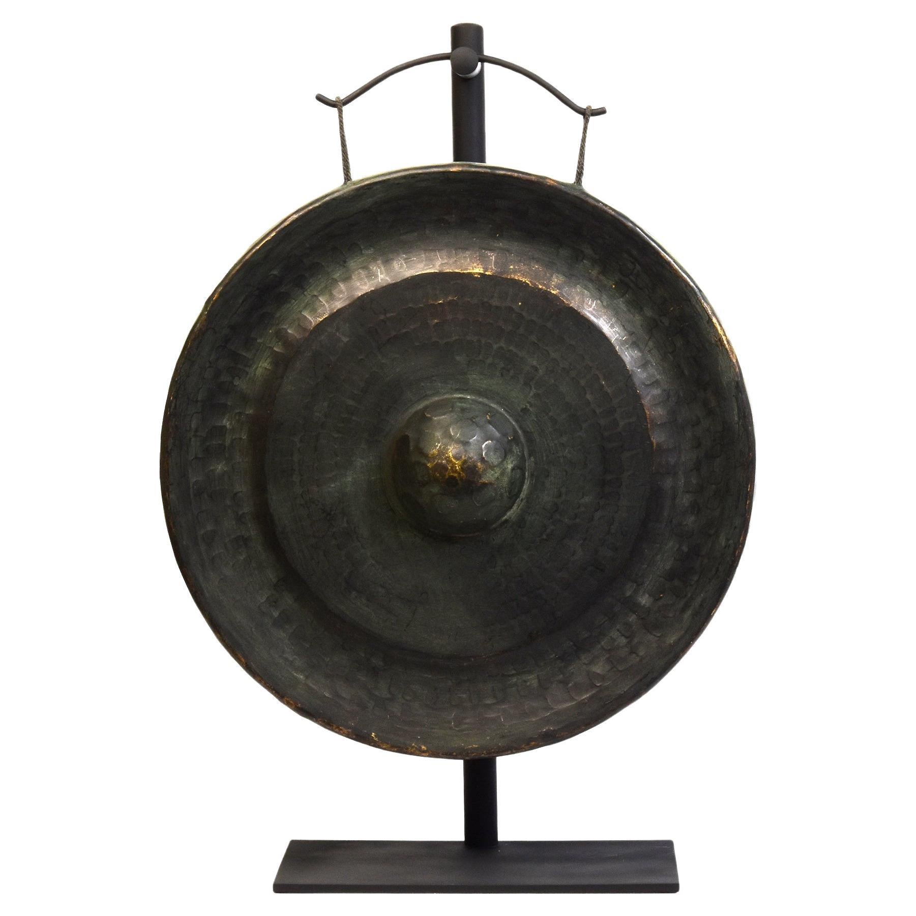 19th Century, Antique Laos Bronze Gong with Stand For Sale at 1stDibs