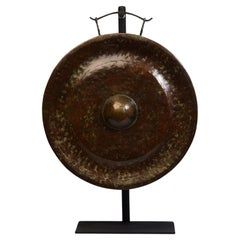 19th Century, Antique Laos Bronze Gong with Stand