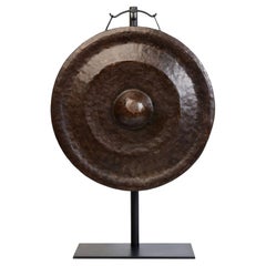 19th Century, Antique Laos Bronze Gong with Stand