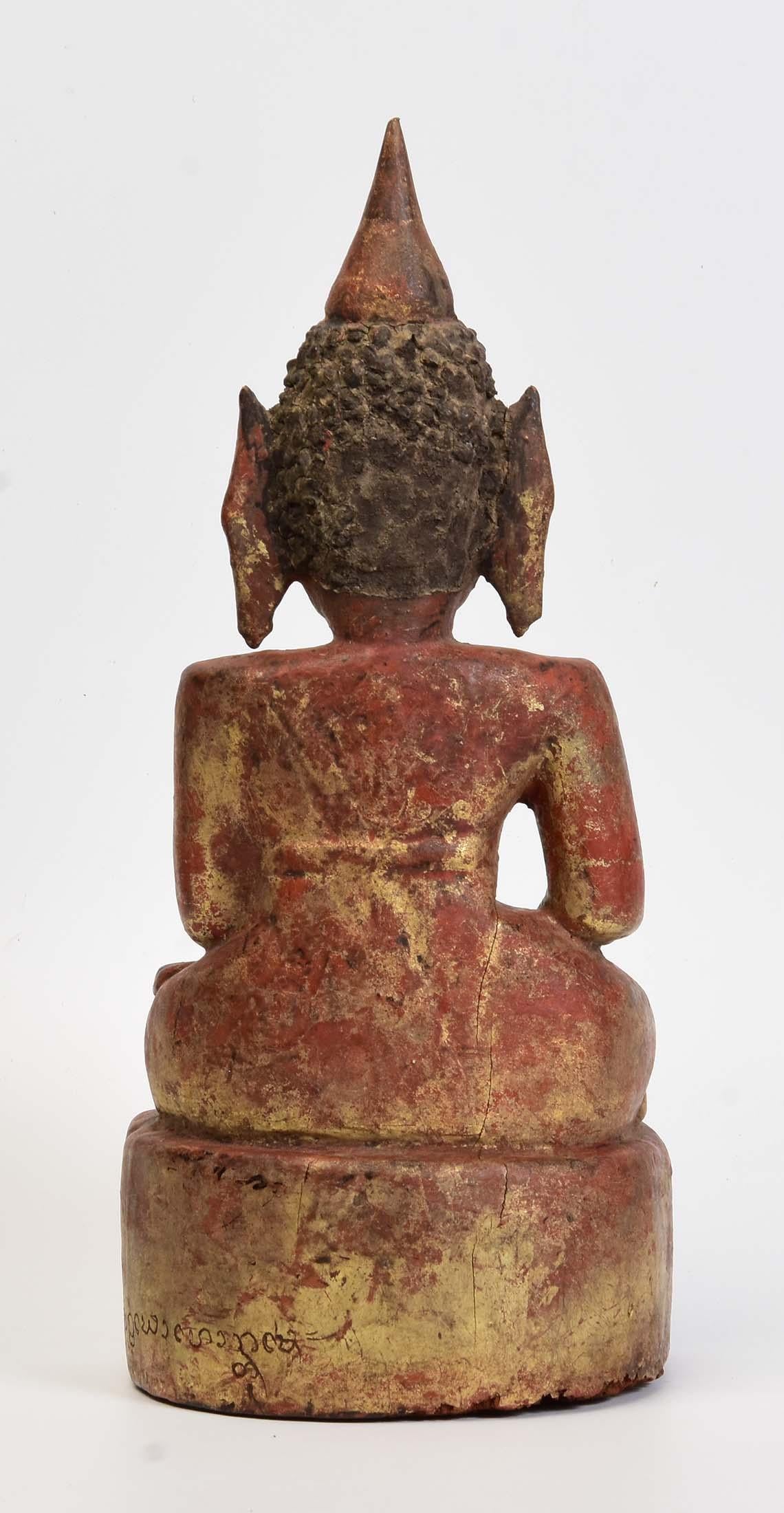 19th Century, Antique Lanna Thai Wooden Seated Buddha 6