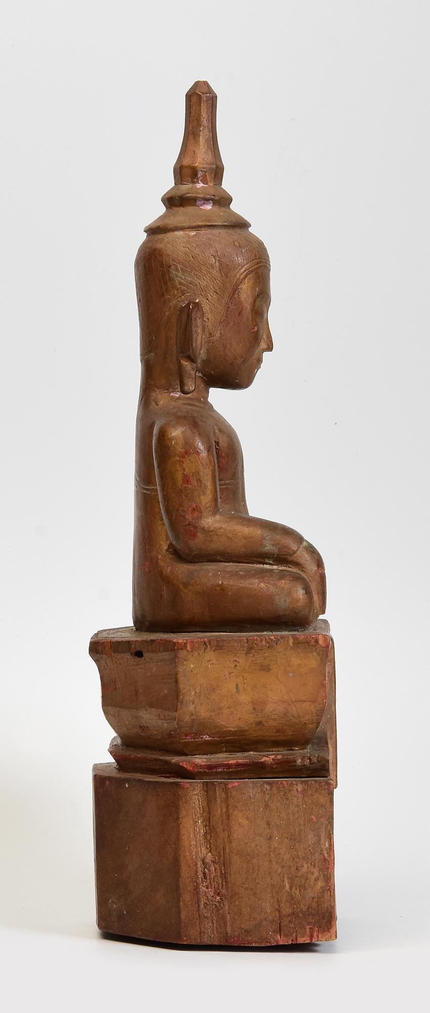 19th Century, Antique Laos Wooden Seated Buddha For Sale 5