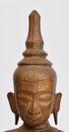 19th Century, Antique Laos Wooden Seated Buddha