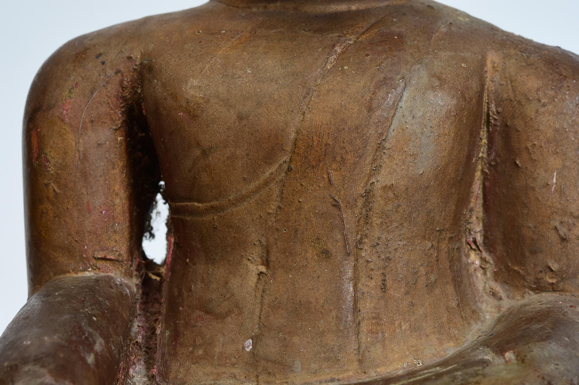 Laotian 19th Century, Antique Laos Wooden Seated Buddha For Sale