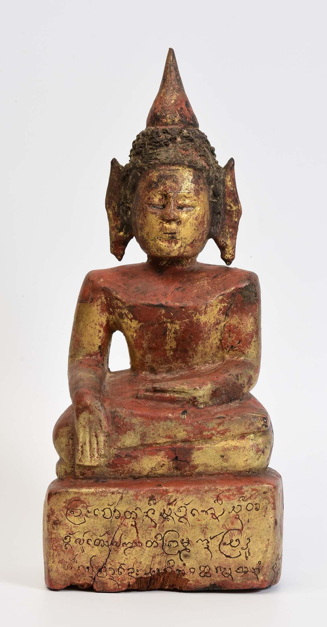 19th Century, Antique Lanna Thai Wooden Seated Buddha For Sale 2