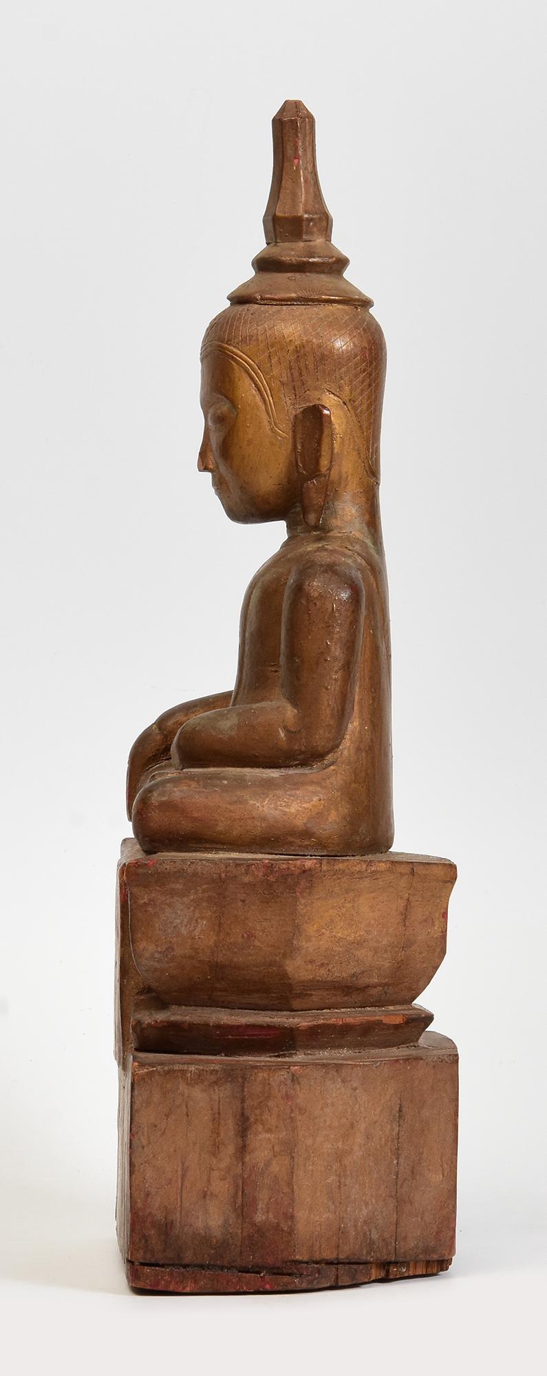 19th Century, Antique Laos Wooden Seated Buddha For Sale 2