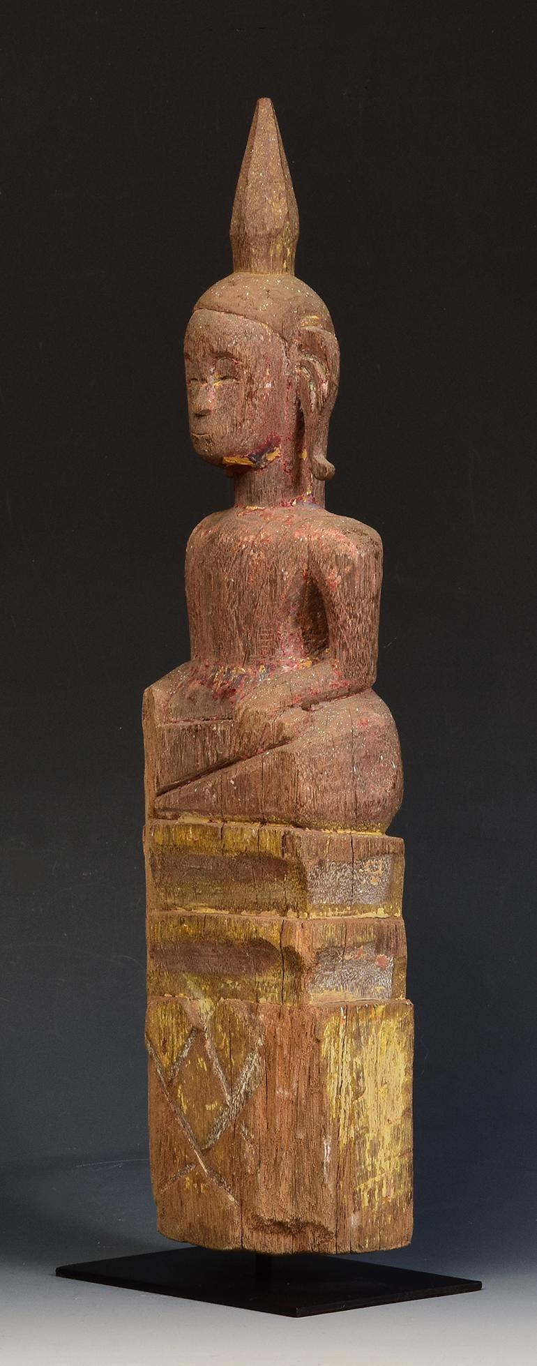 19th Century, Antique Laos Wooden Seated Buddha For Sale 2