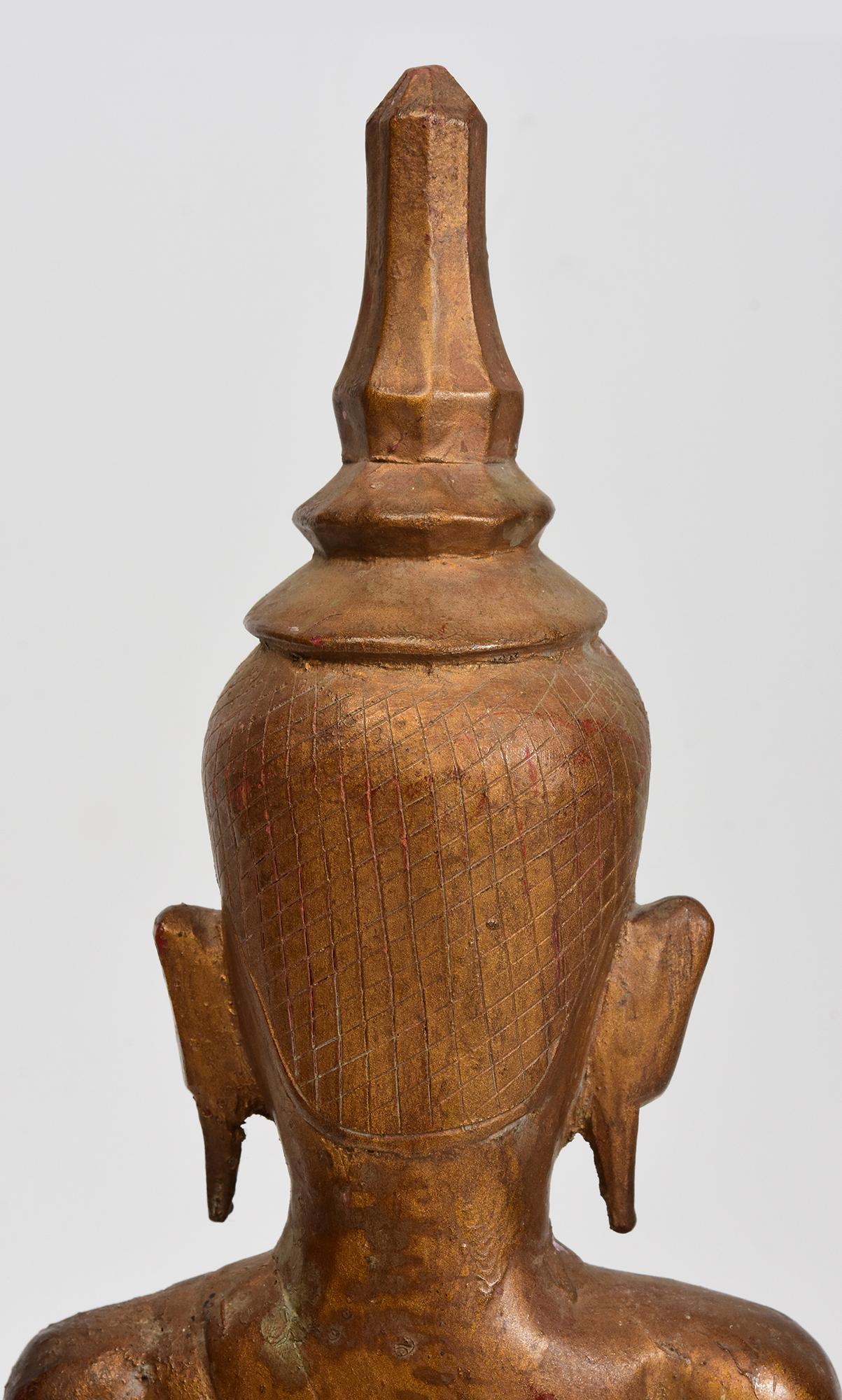 19th Century, Antique Laos Wooden Seated Buddha For Sale 4