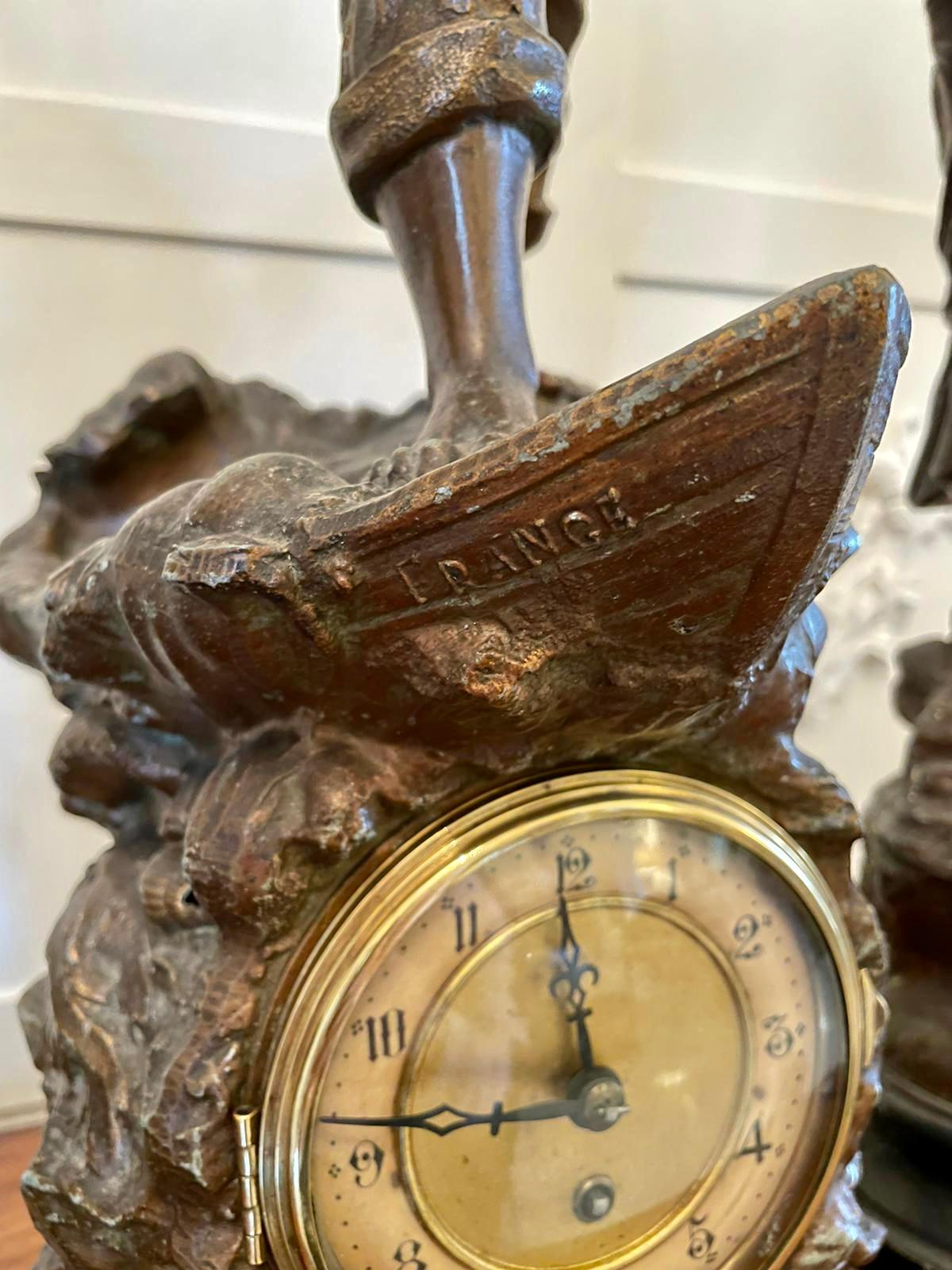 19th Century Antique Large French Three Piece Clock Set For Sale 1