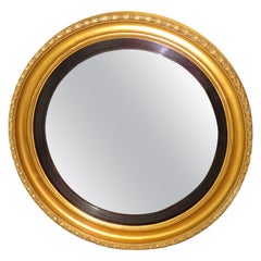 19th Century Antique Large Giltwood Convex Mirror