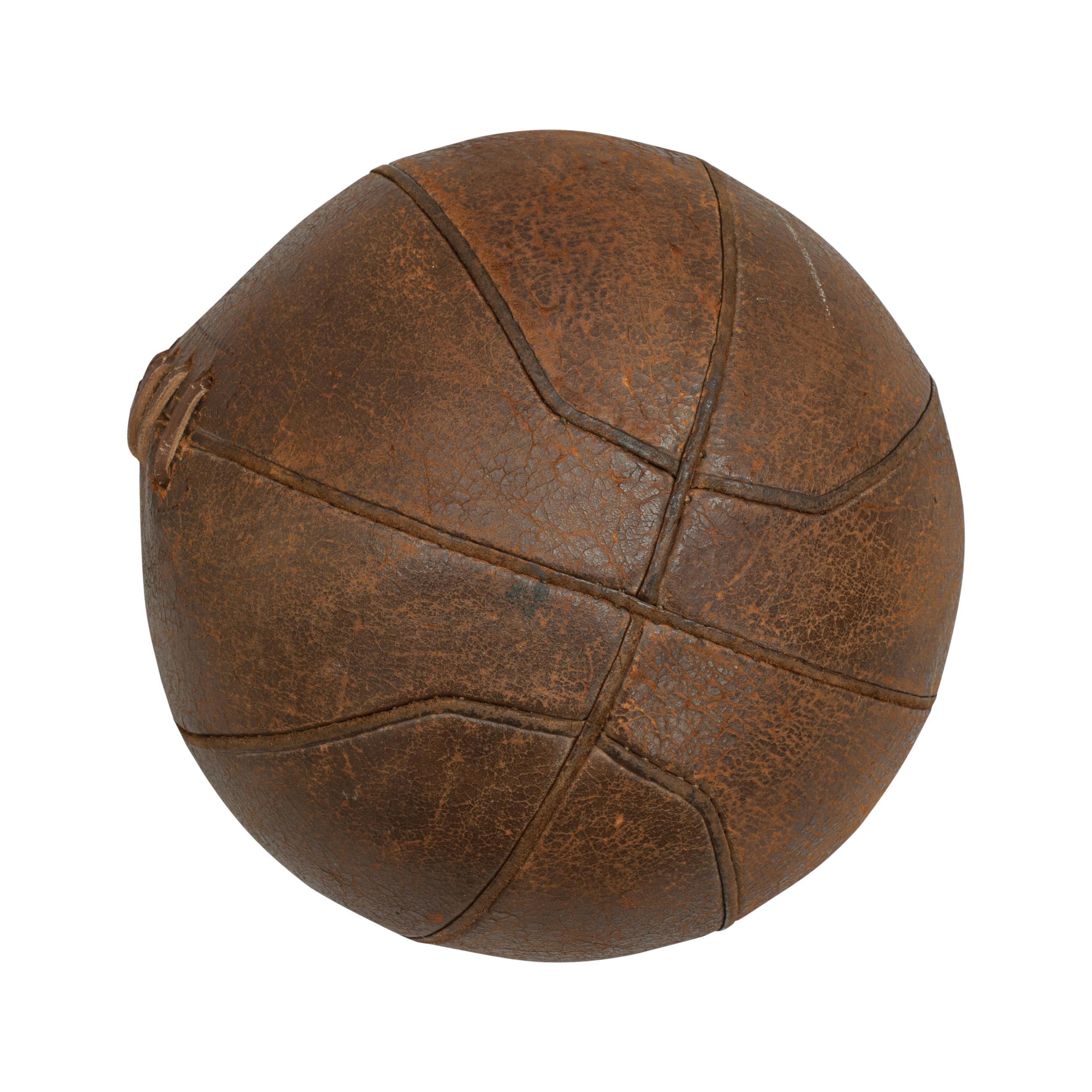 An original 19th century leather ball. The ball has an early 8-panel design with extra leather in the joints which is why we believe that this is early basketball or netball. A great ball in original condition. The ball has a 5 lace-up slit to the