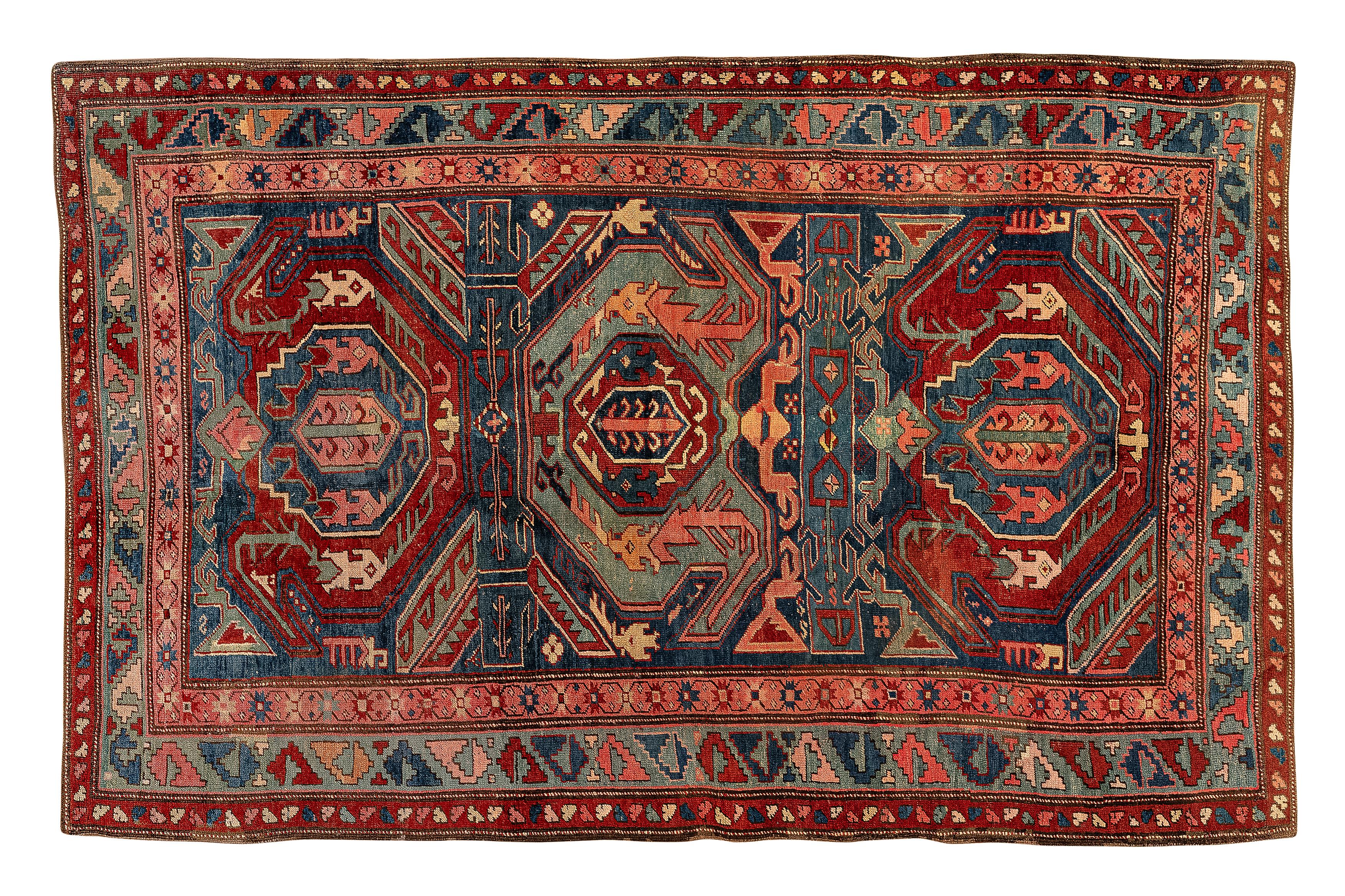 Wool 19th Century Antique Lenkoran Karabagh Rug For Sale