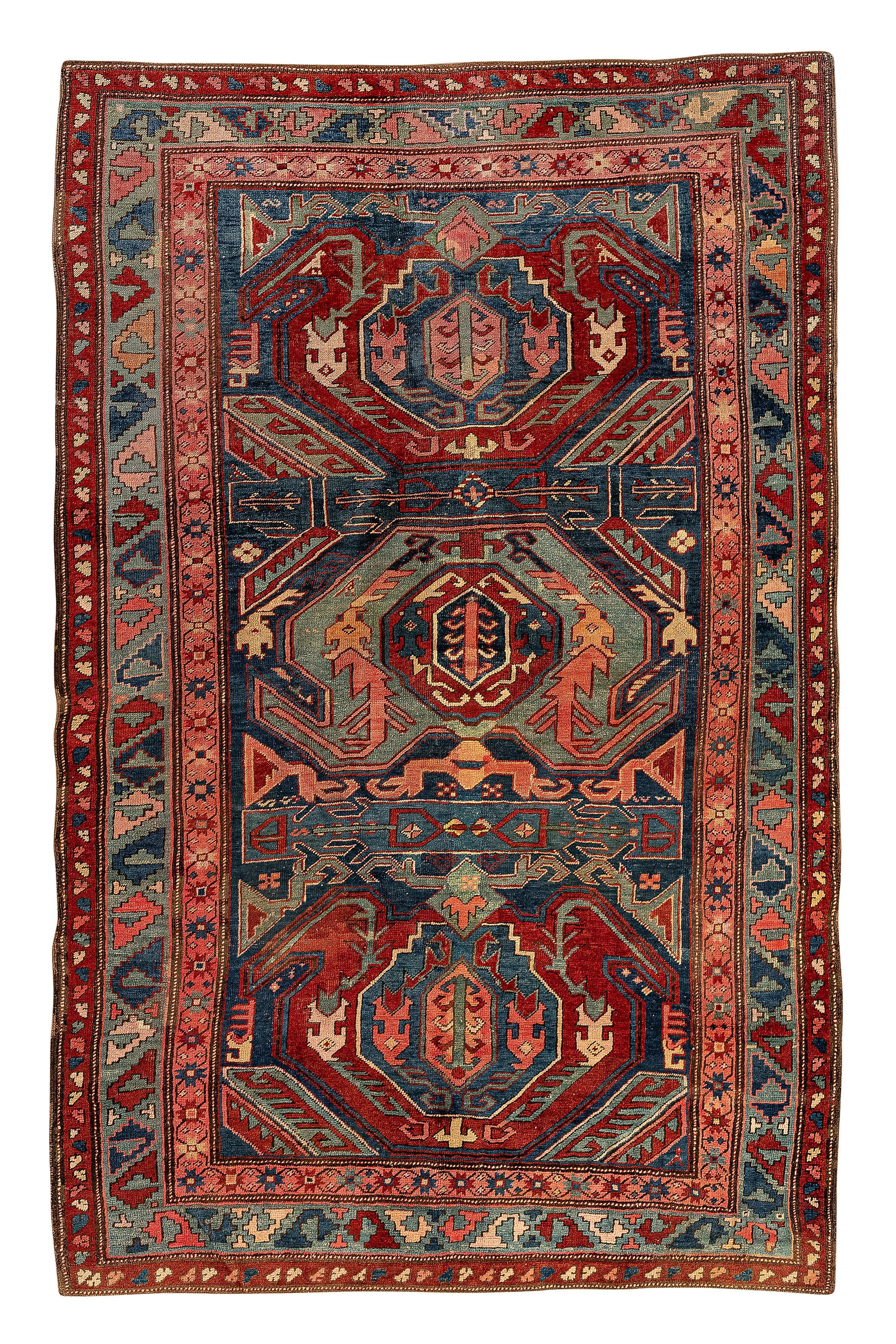 19th Century Antique Lenkoran Karabagh Rug In Good Condition For Sale In Barueri, SP, BR