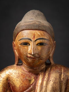 Statua antica di Buddha in pietra calcarea del XIX secolo proveniente dalla Birmania