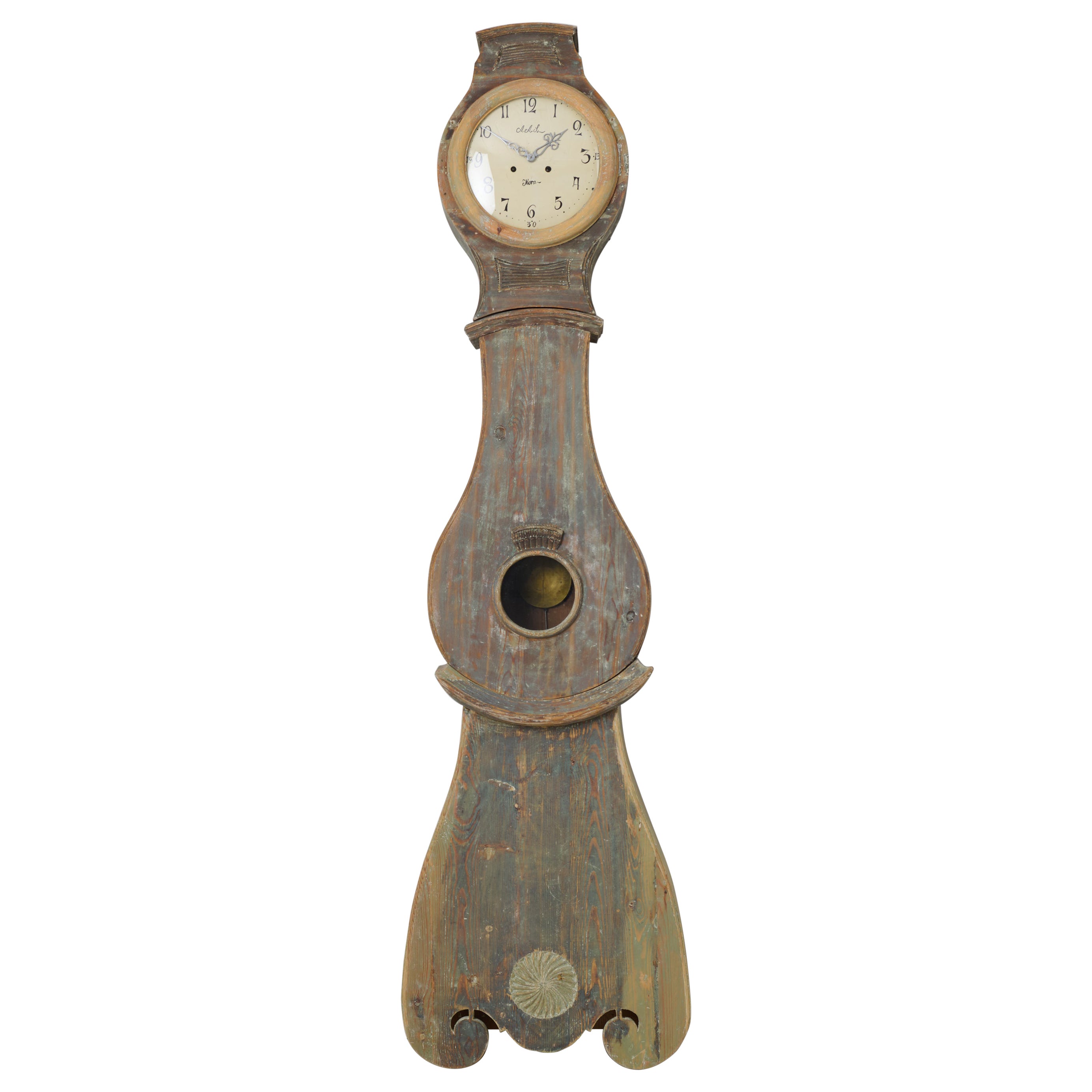 19th Century Antique Long Case Clock in Rococo Style from Northern Sweden