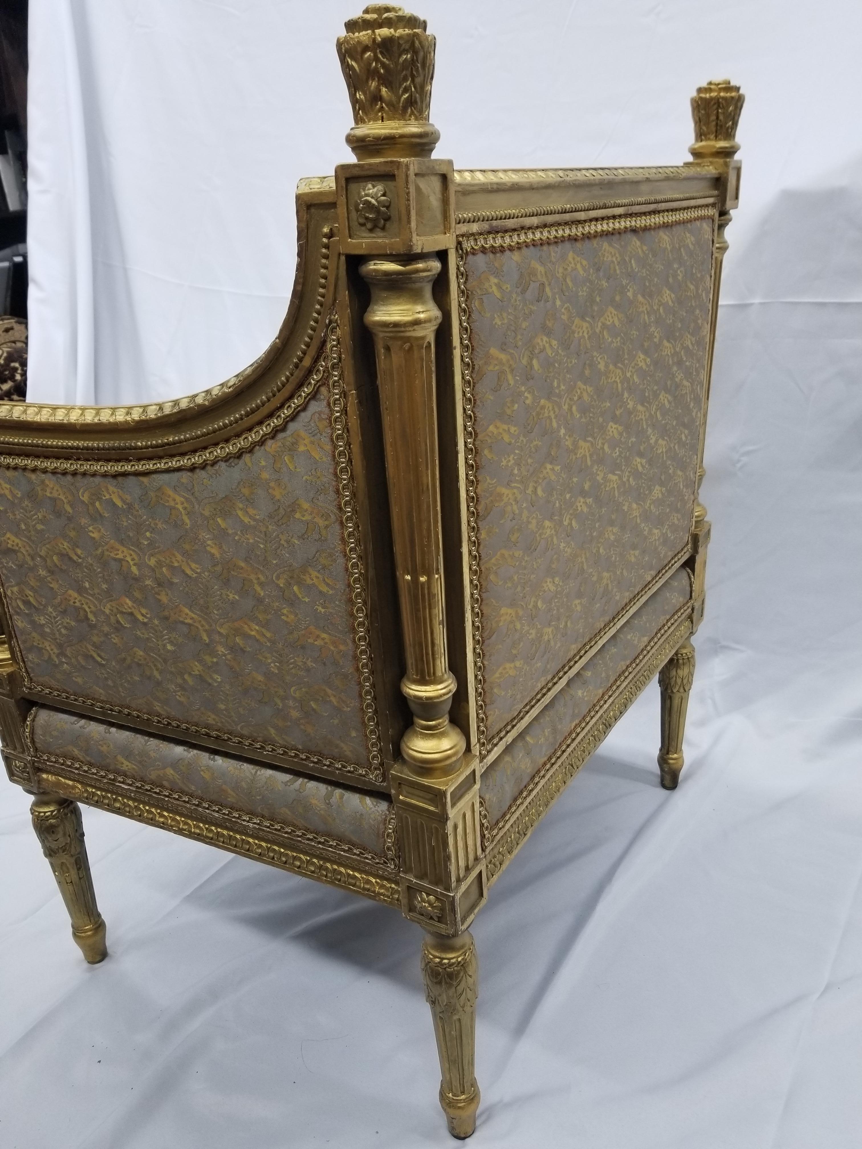 French 19th Century Antique Louis XV Throne Gilt Armchair