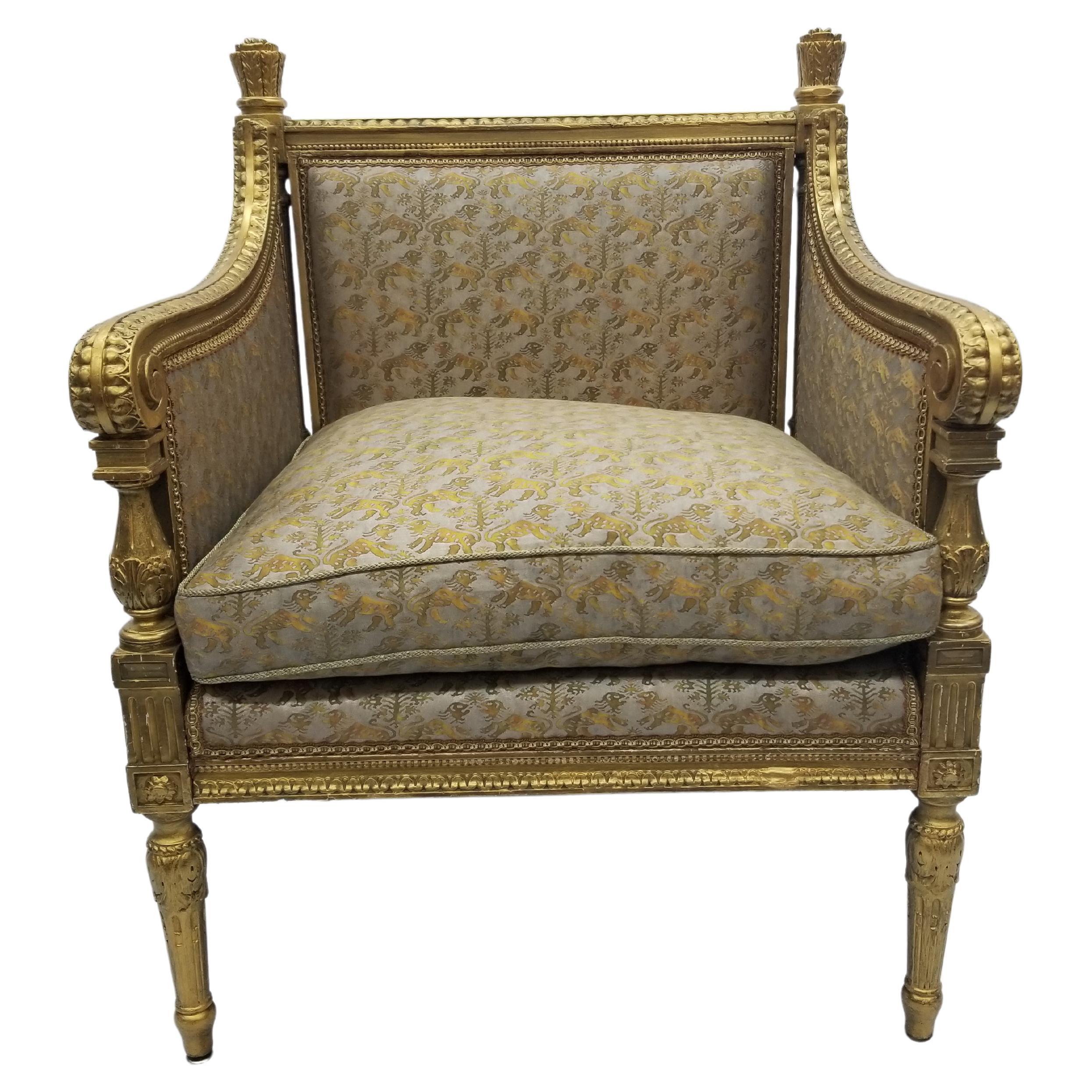 19th Century Antique Louis XV Throne Gilt Armchair