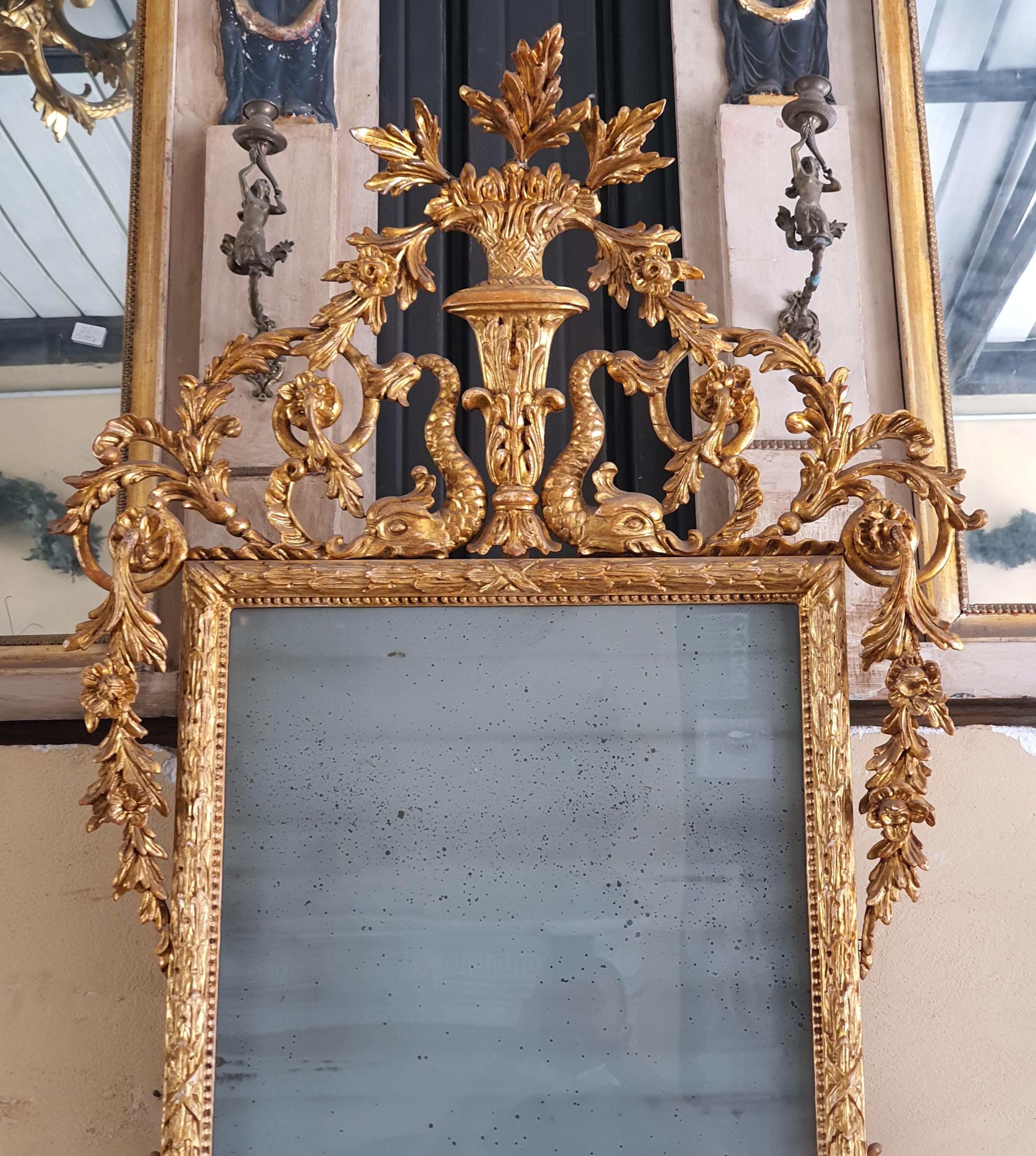 19th Century Antique Louis XVI Style Giltwood Mirror 1