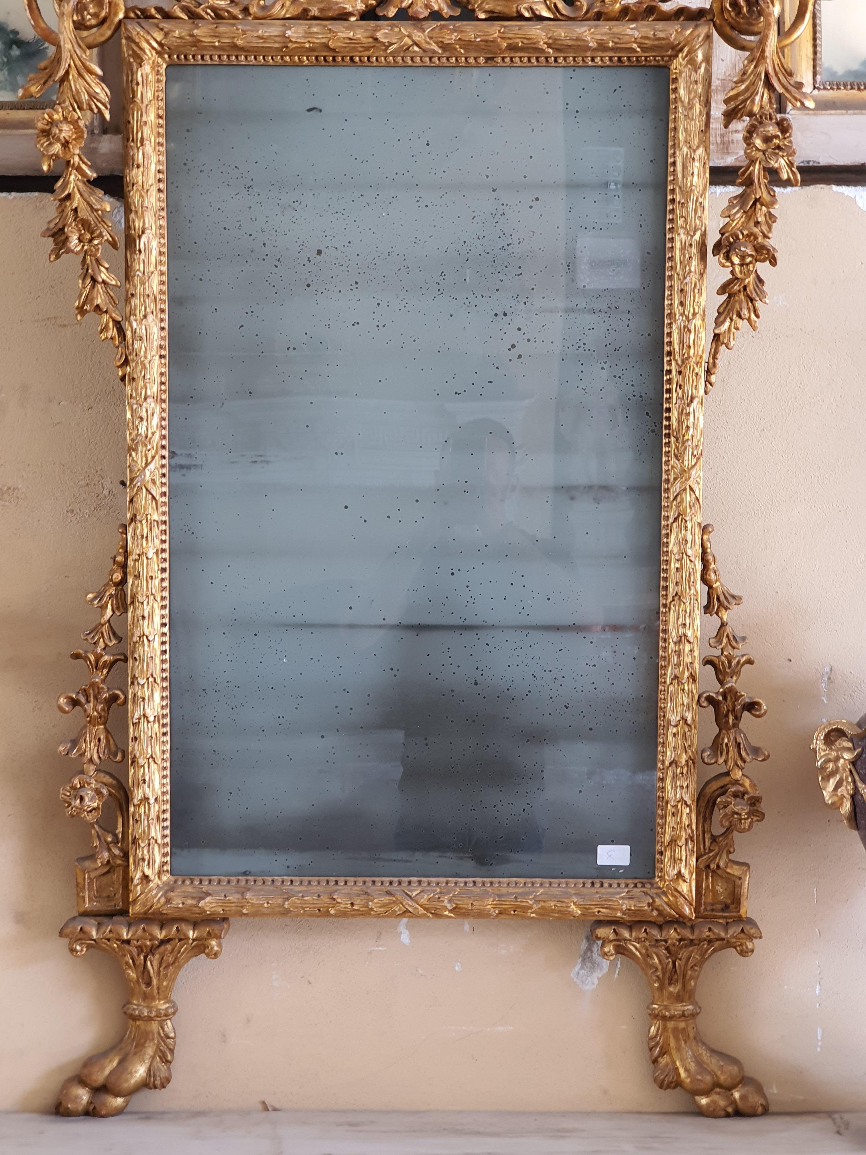 19th Century Antique Louis XVI Style Giltwood Mirror 2