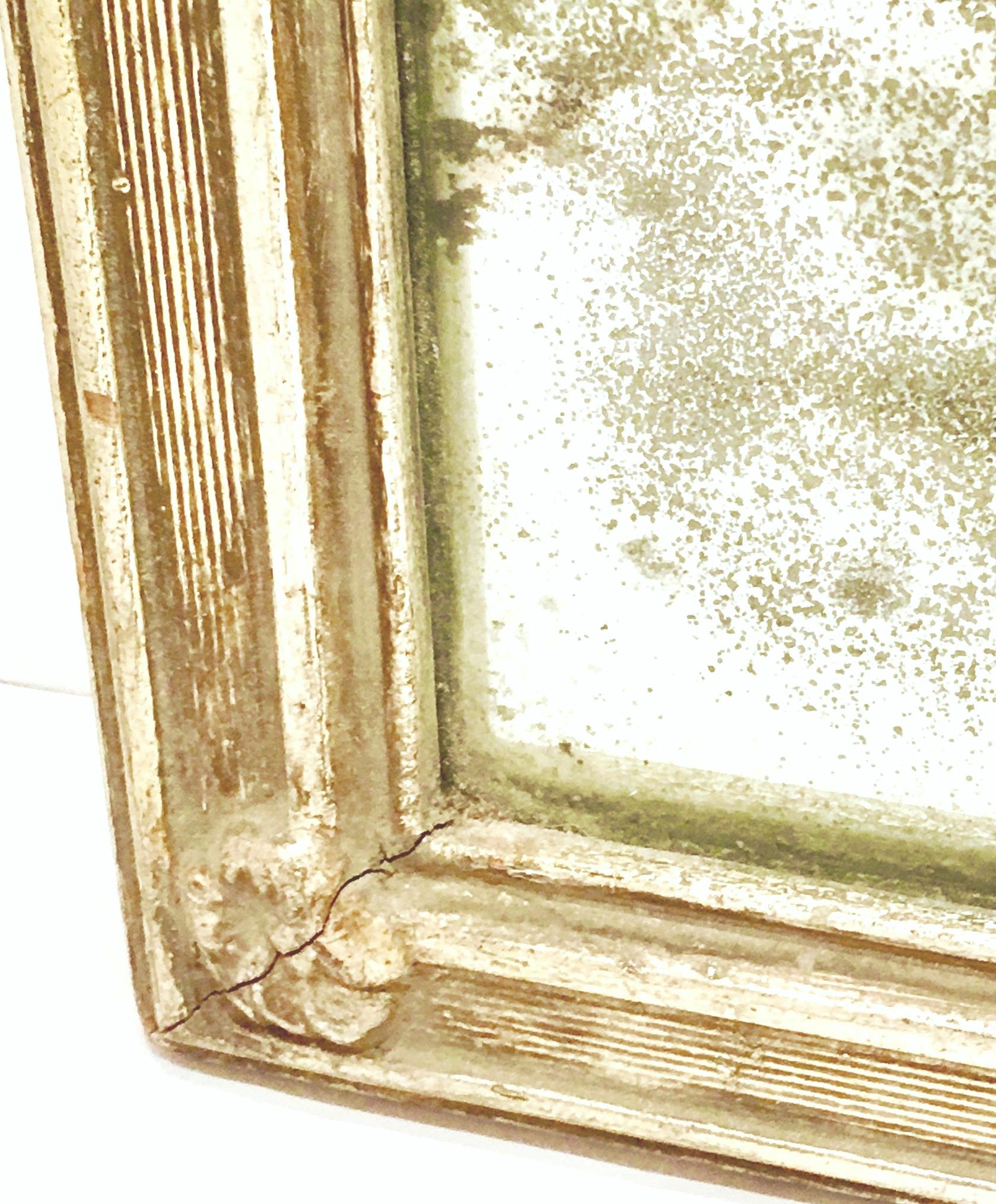 19th Century Antique Louis XVI Style Silver Leaf Wood Frame Wall Mirror 5