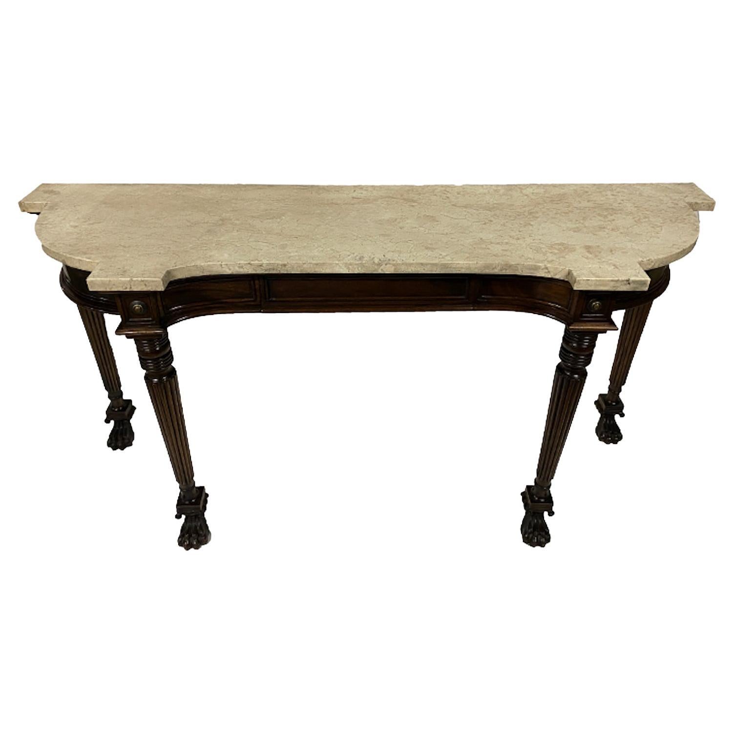 19th Century Antique Mahogany Console with Marble Top