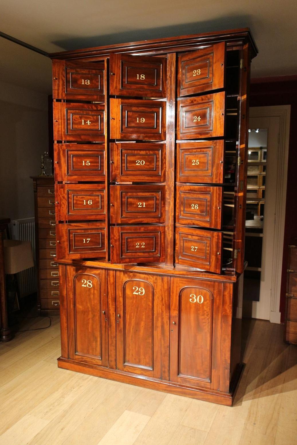 19th Century Antique Mahogany Locker Cabinet For Sale 6