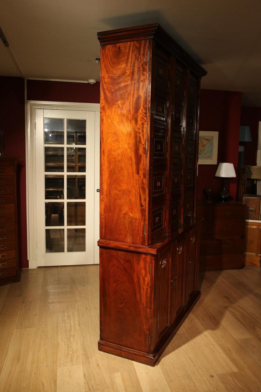 19th Century Antique Mahogany Locker Cabinet For Sale 9