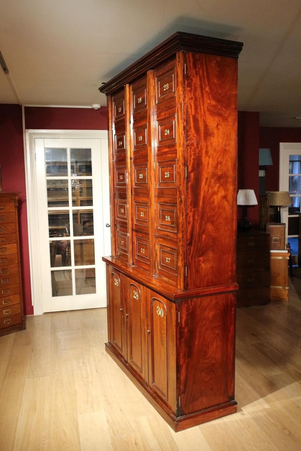 19th Century Antique Mahogany Locker Cabinet For Sale 11