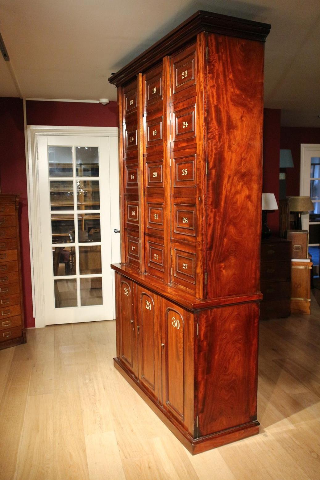 19th Century Antique Mahogany Locker Cabinet For Sale 12