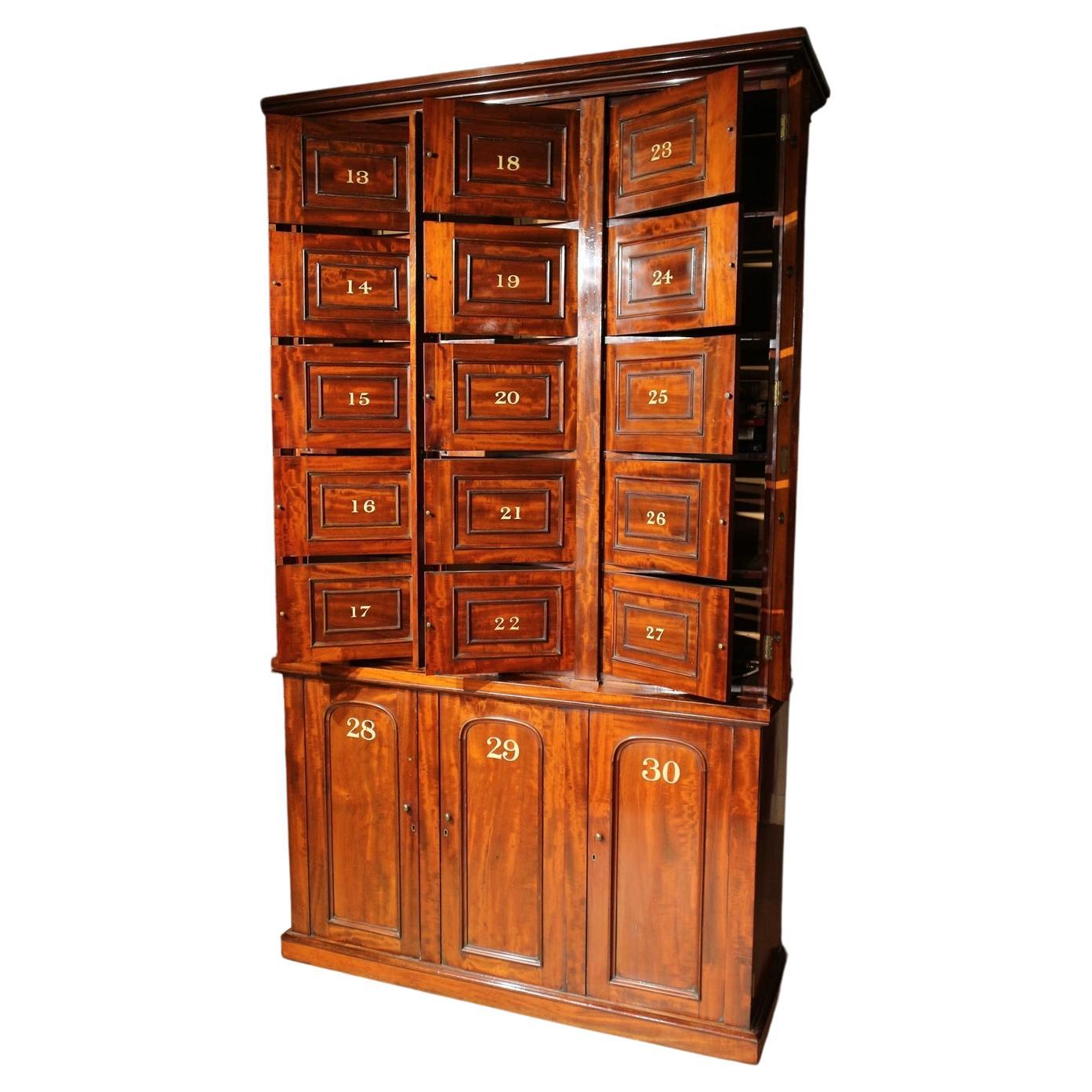 19th Century Antique Mahogany Locker Cabinet