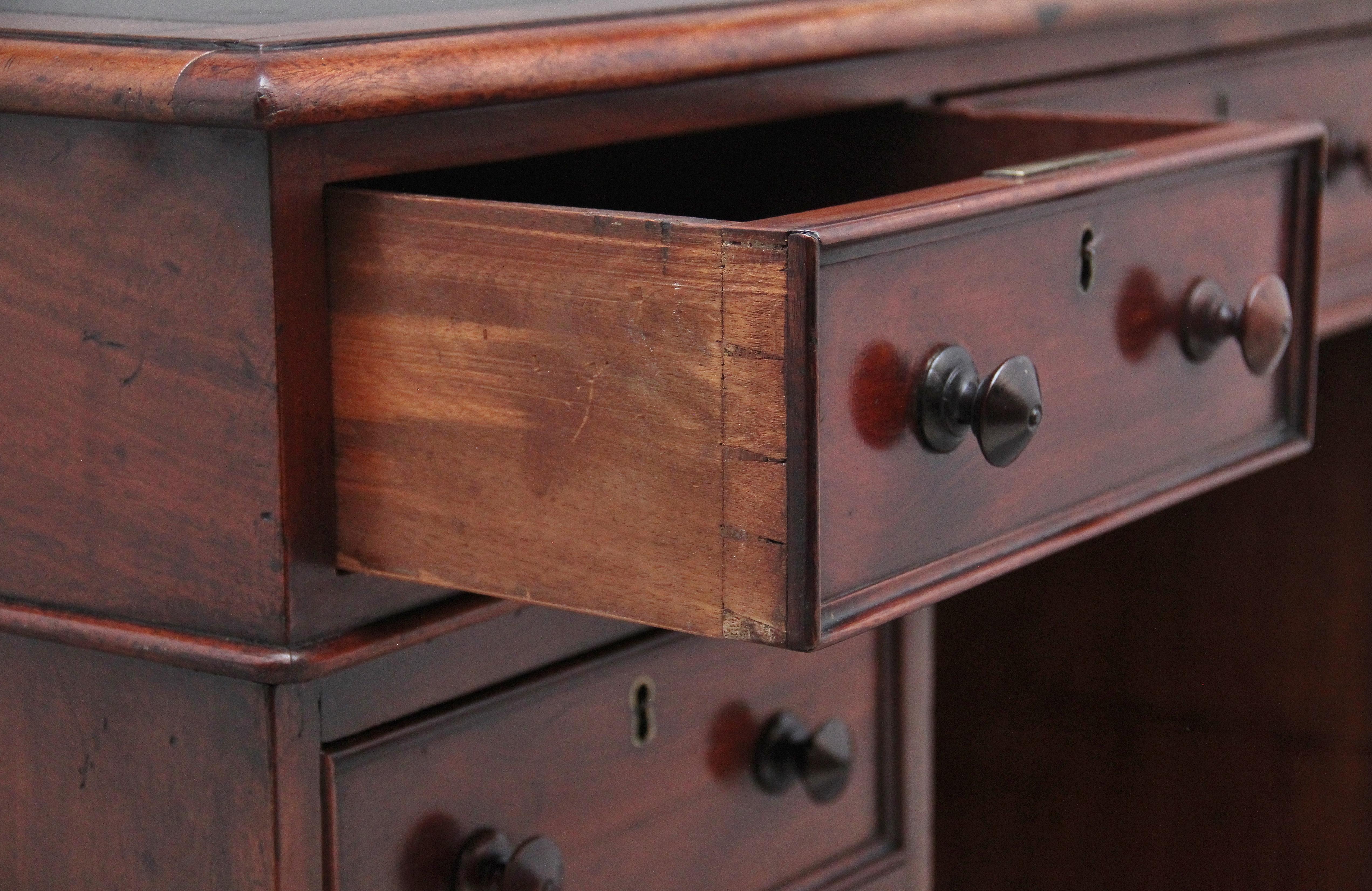 19th Century Antique Mahogany Pedestal Desk 4