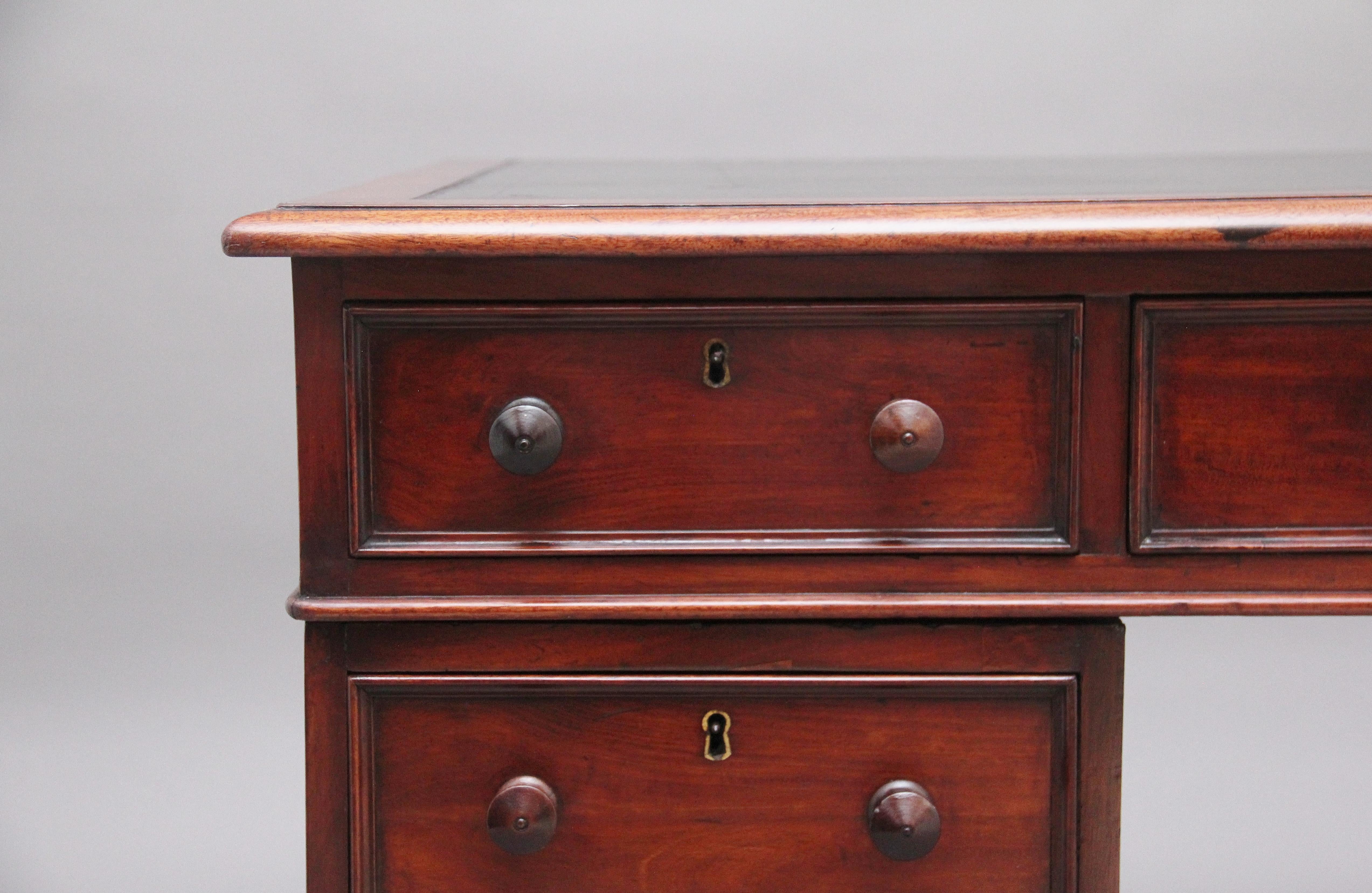 19th Century Antique Mahogany Pedestal Desk 3