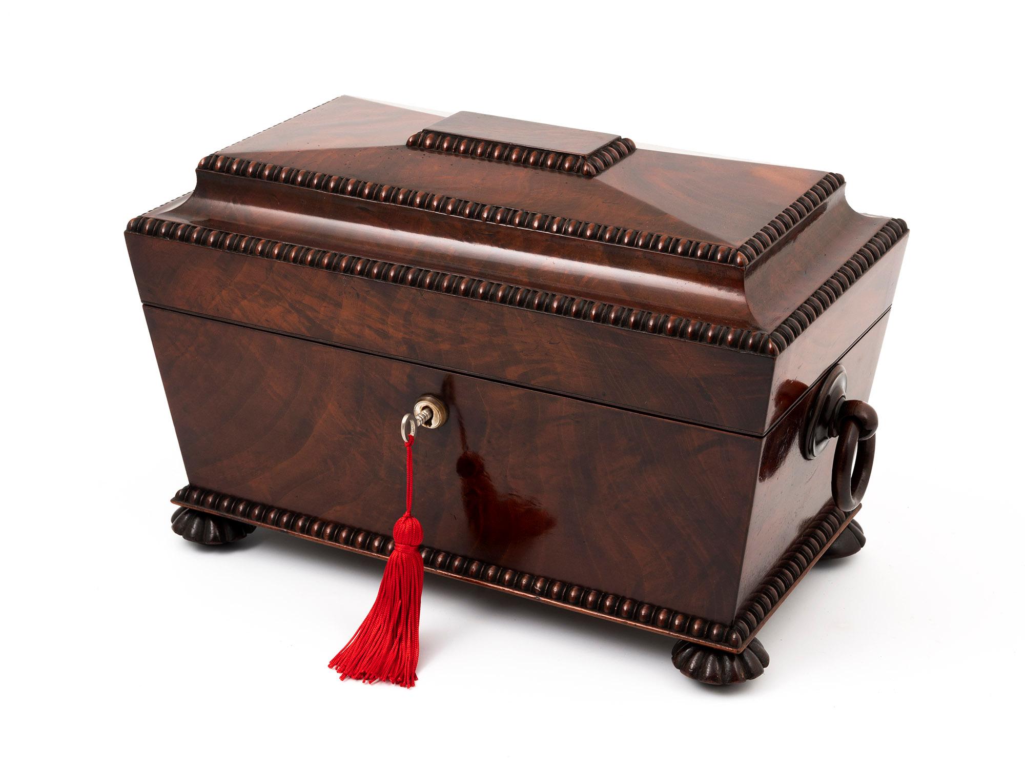 19th Century Antique Mahogany Tea Chest 8