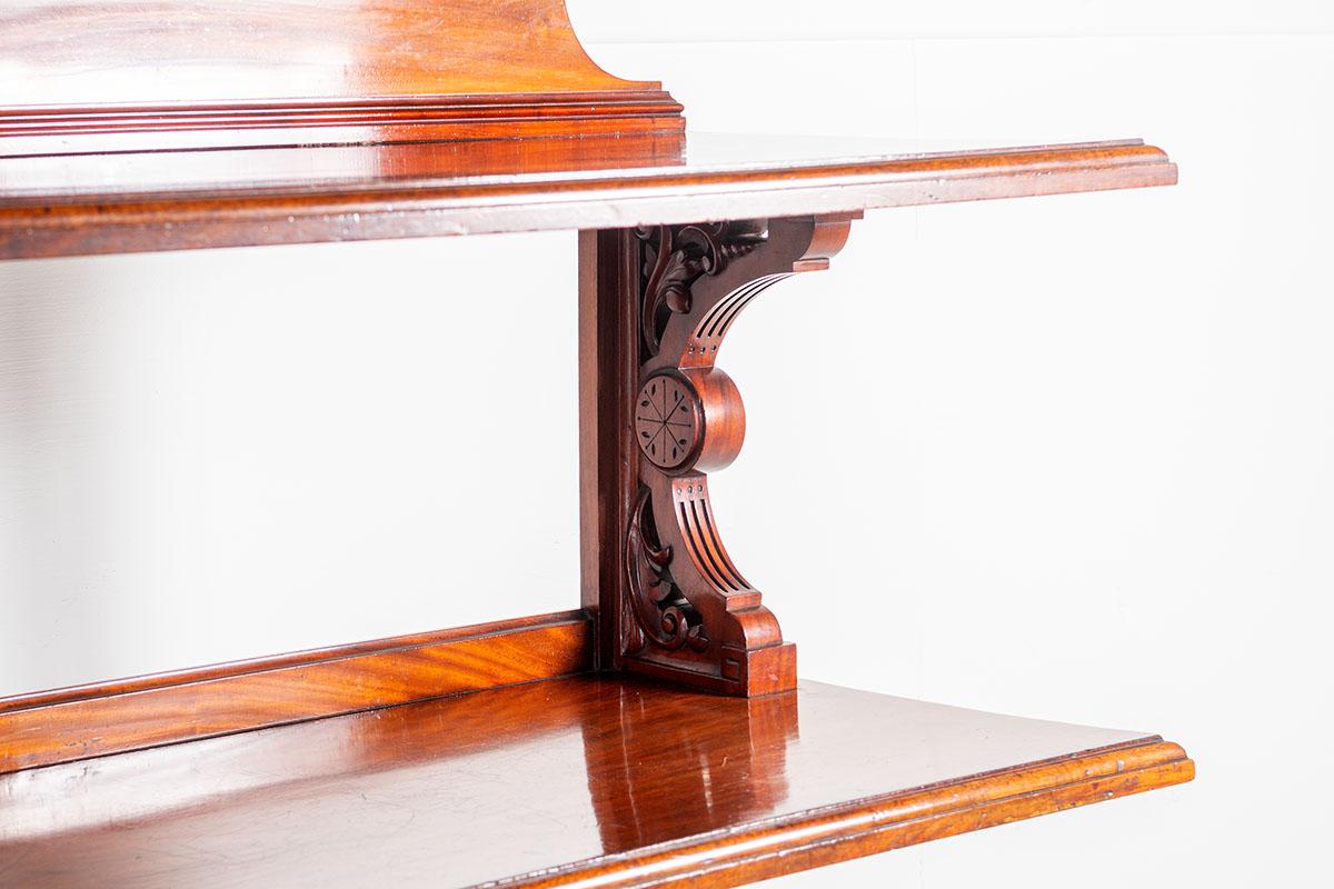 Victorian 19th Century Antique Mahogany Three Tier Buffet Table with Drawer Storage For Sale