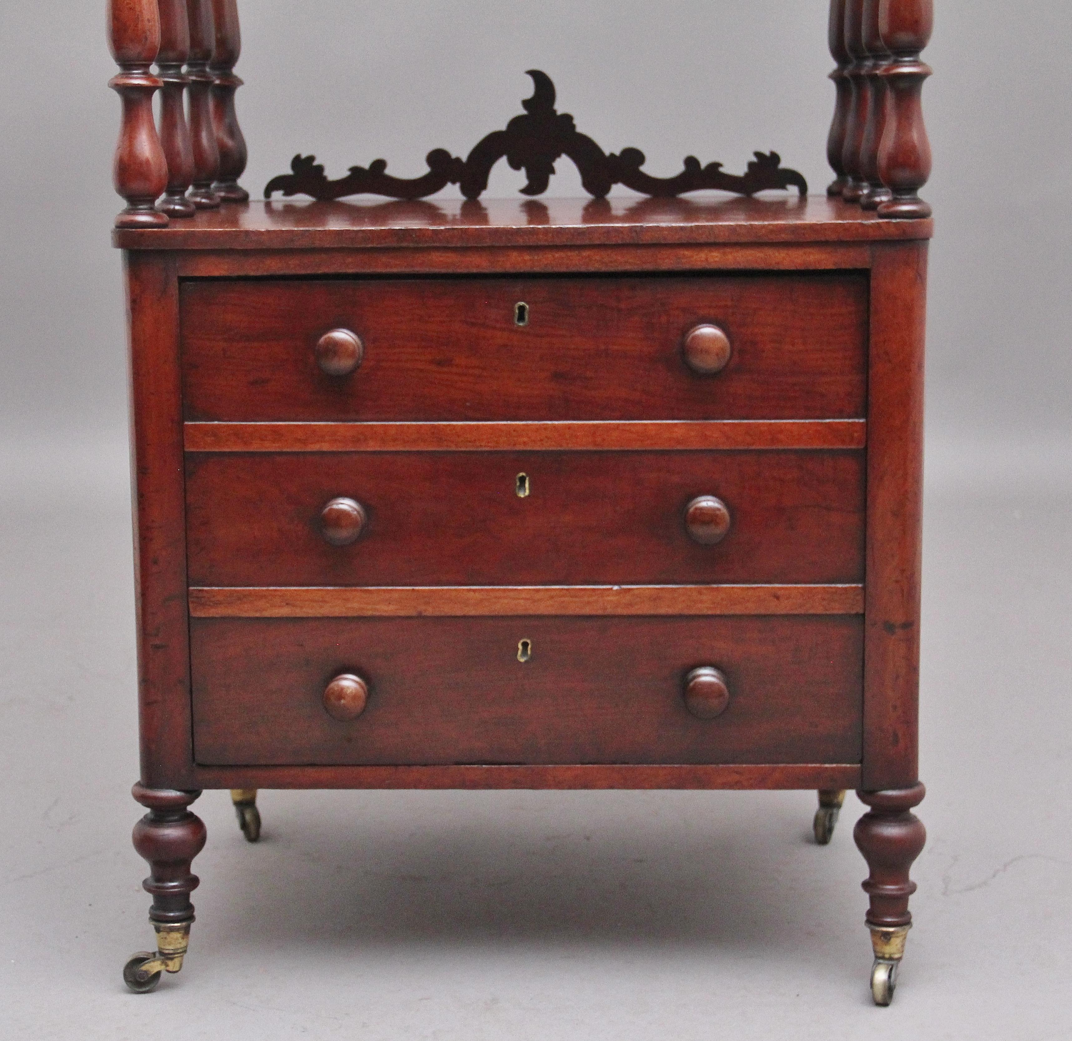 19th Century Antique Mahogany Whatnot with Cellarette For Sale 4