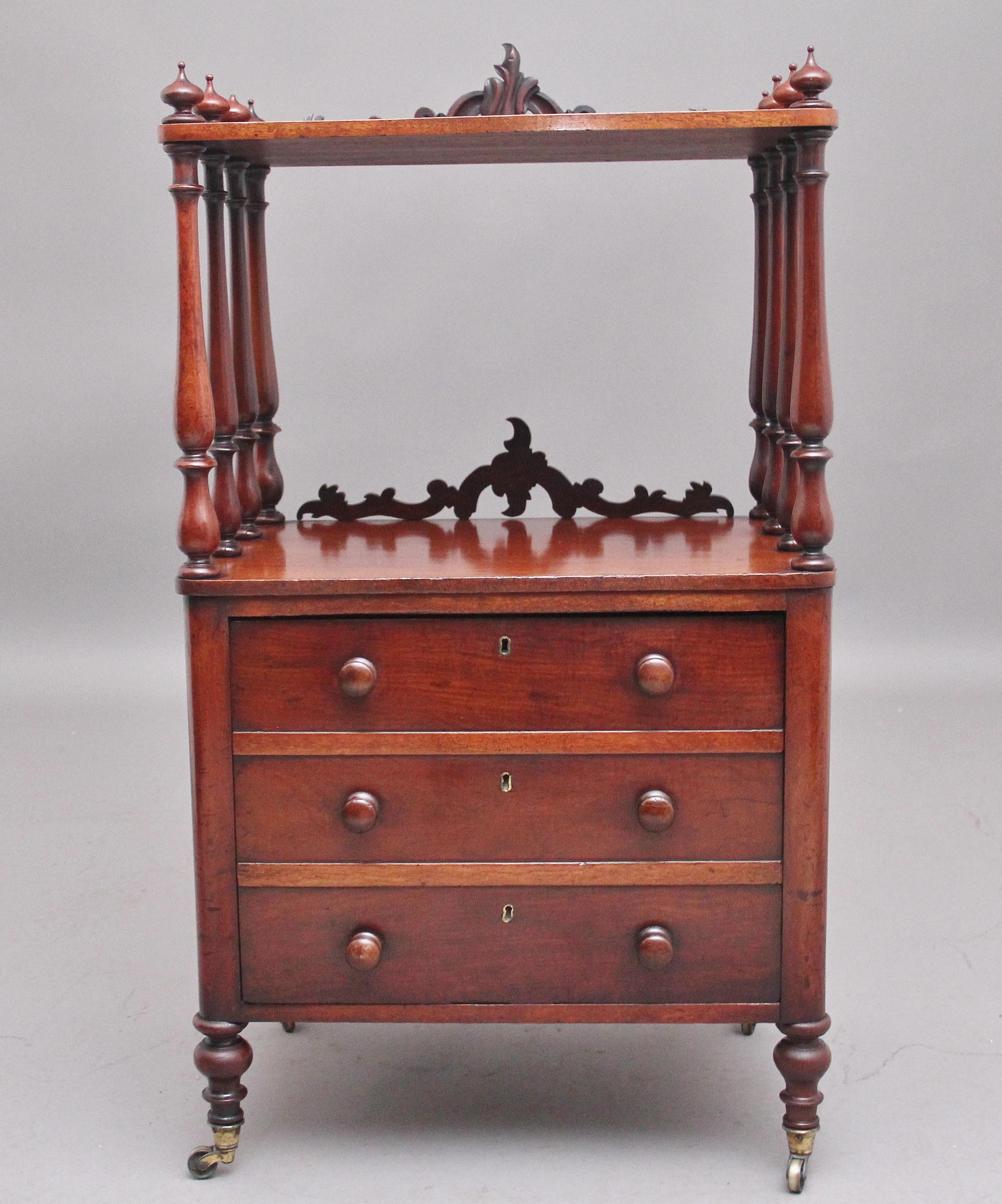 Early Victorian 19th Century Antique Mahogany Whatnot with Cellarette For Sale
