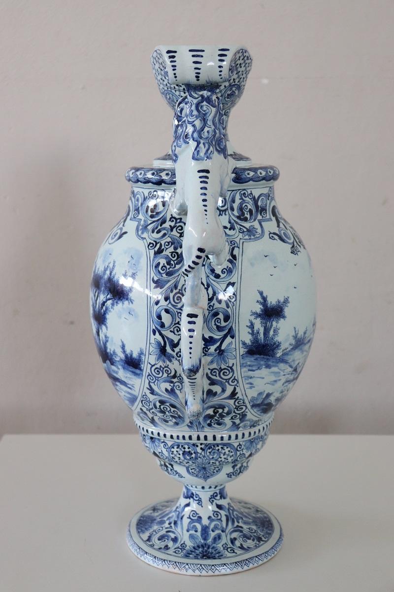 Vaso grande in maiolica antica del XIX secolo, firmato In condizioni buone a Casale Monferrato, IT