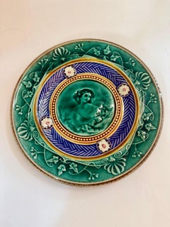 19th Century Antique majolica plate Gustavsberg Sweden