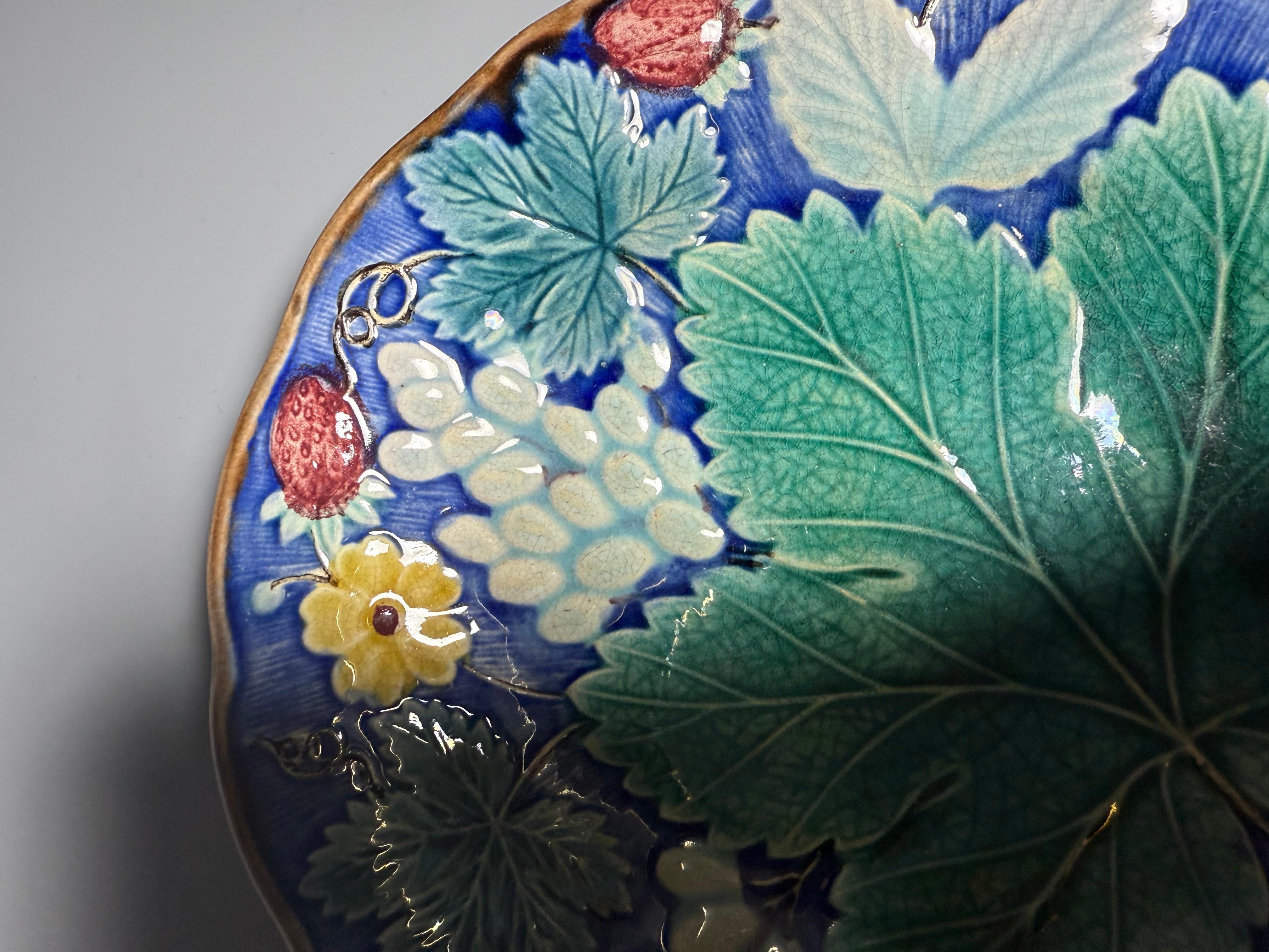 Glazed Art Nouveau Majolica Plate Gustavsberg Sweden 1860-1890 For Sale