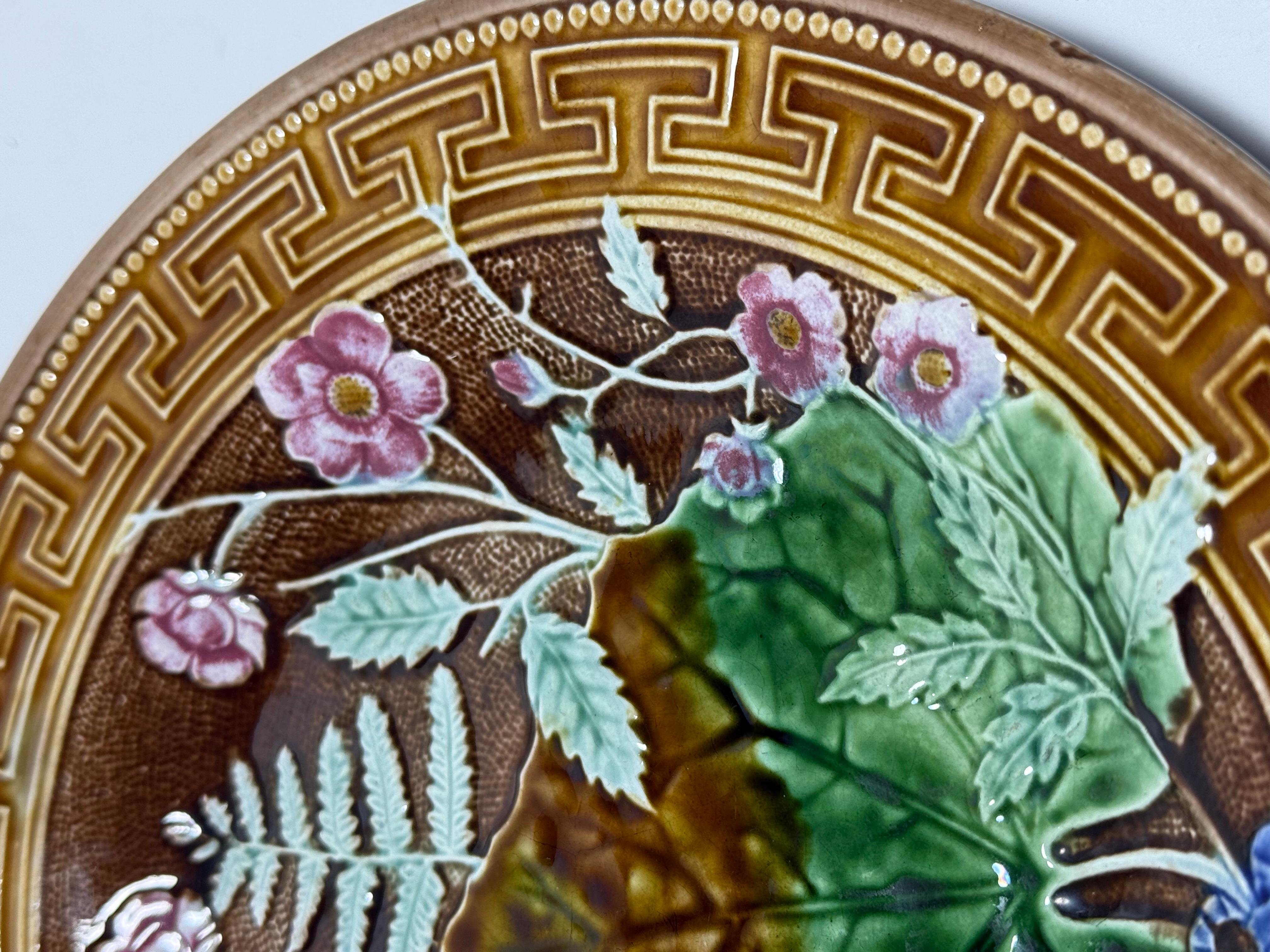 Art Nouveau Majolica Floral Gustavsberg Sweden 19th Century In Good Condition For Sale In Uppsala , SE