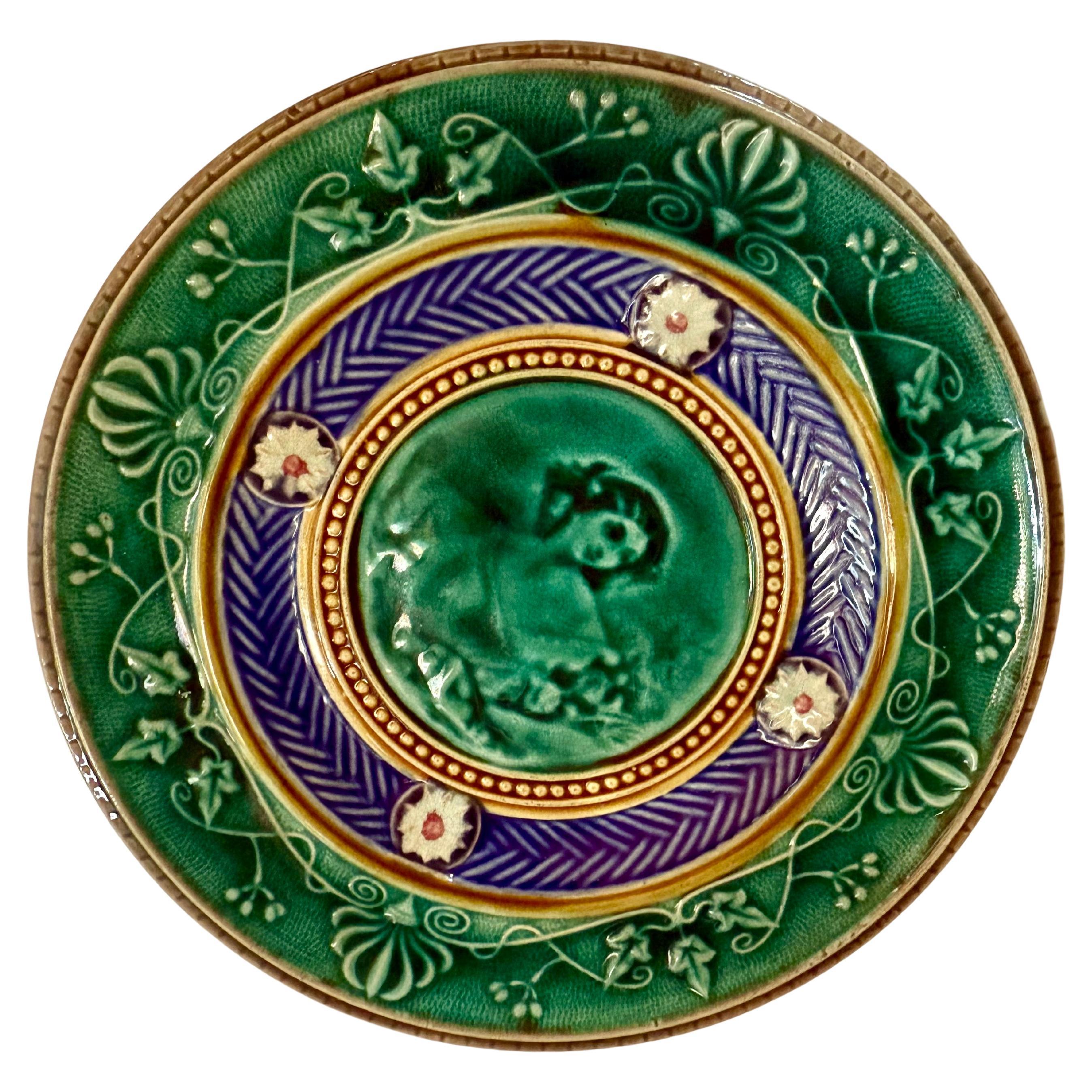 Siglo XIX Plato antiguo de mayólica Gustavsberg Suecia