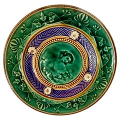 Siglo XIX Plato antiguo de mayólica Gustavsberg Suecia
