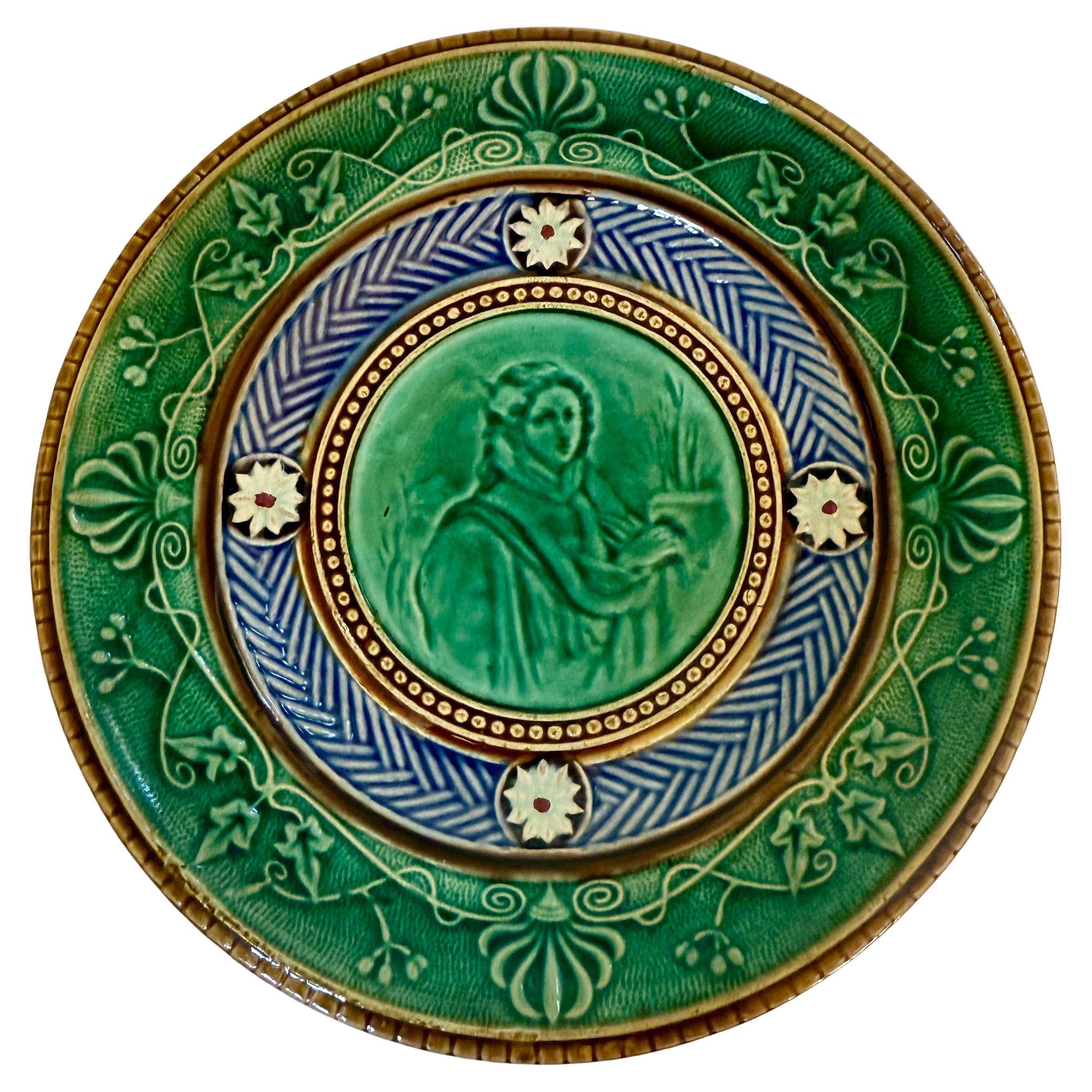Siglo XIX Plato antiguo de mayólica Gustavsberg Suecia